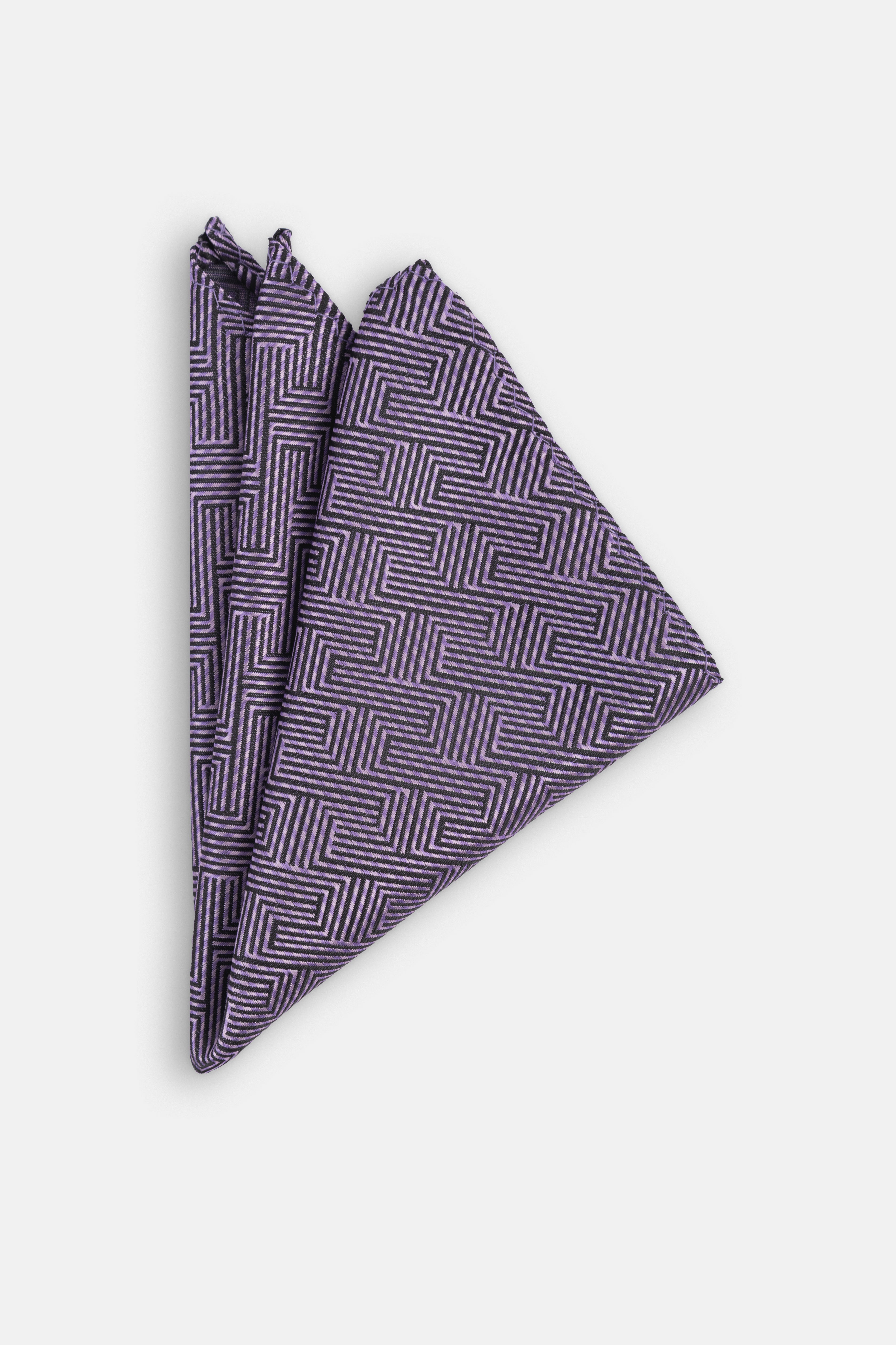 Geometric Purple Tie Necktie with Handkerchief