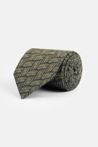 Jacquard Light Yellow Tie Necktie with Handkerchief - 1