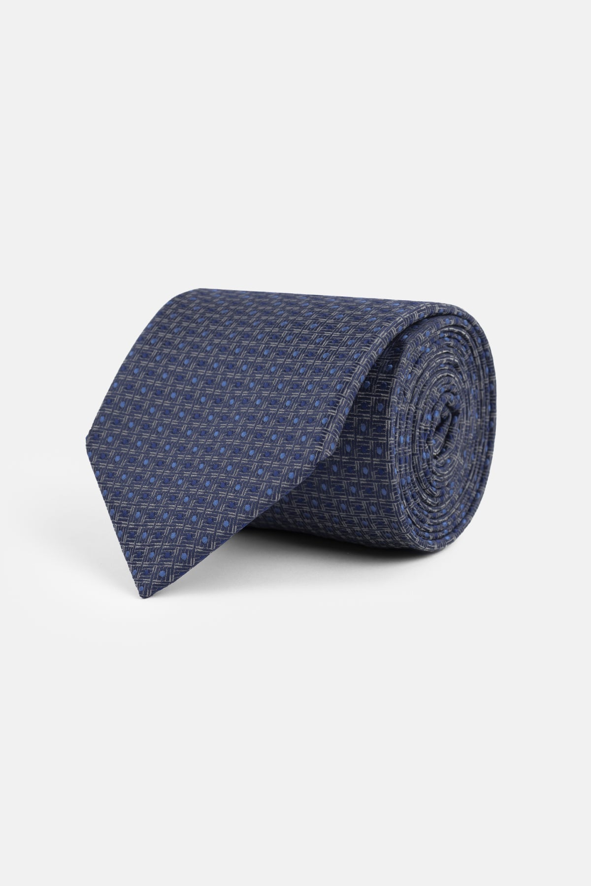 Dotted Navy Tie Necktie with Handkerchief