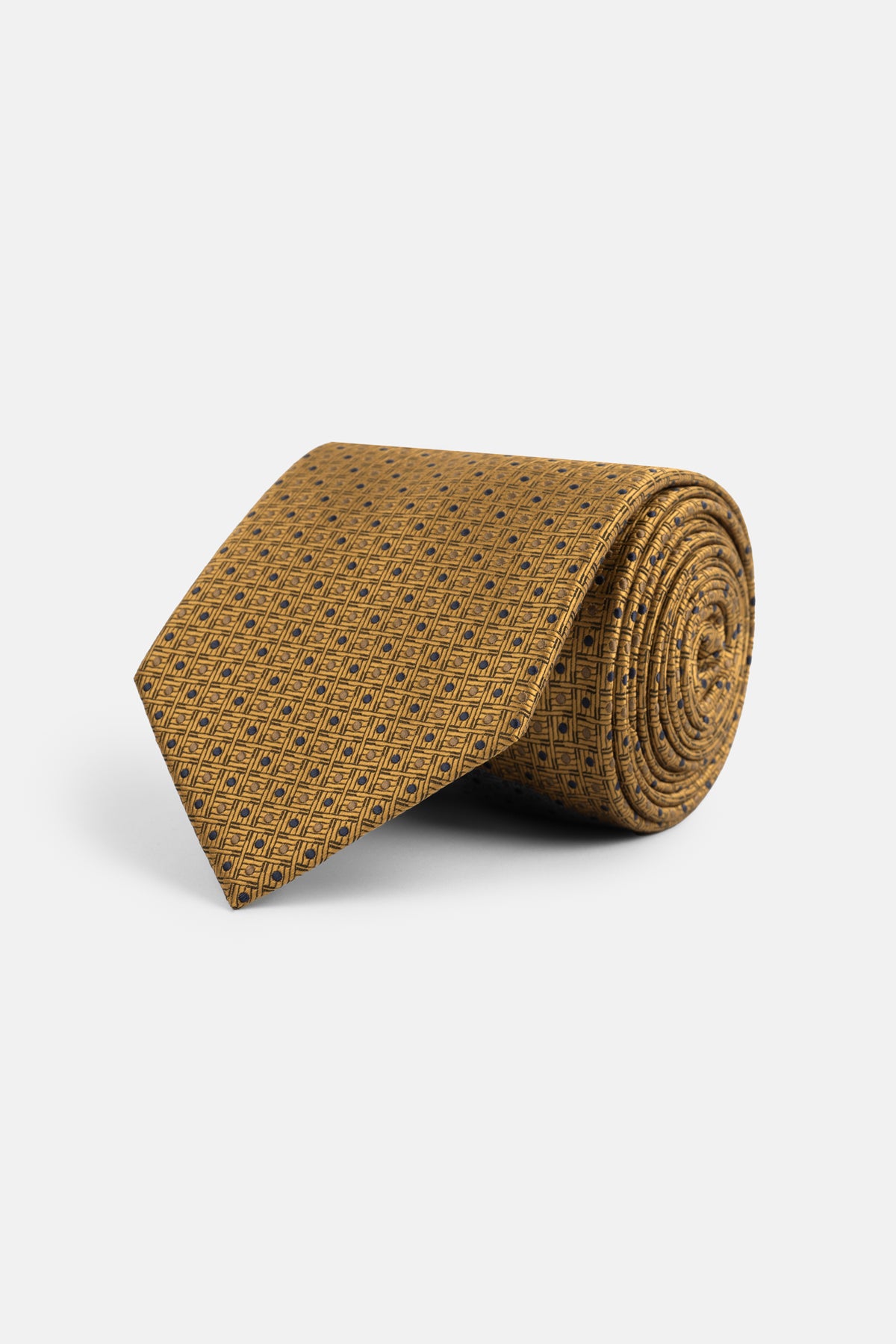 Dotted Gold Tie Necktie with Handkerchief