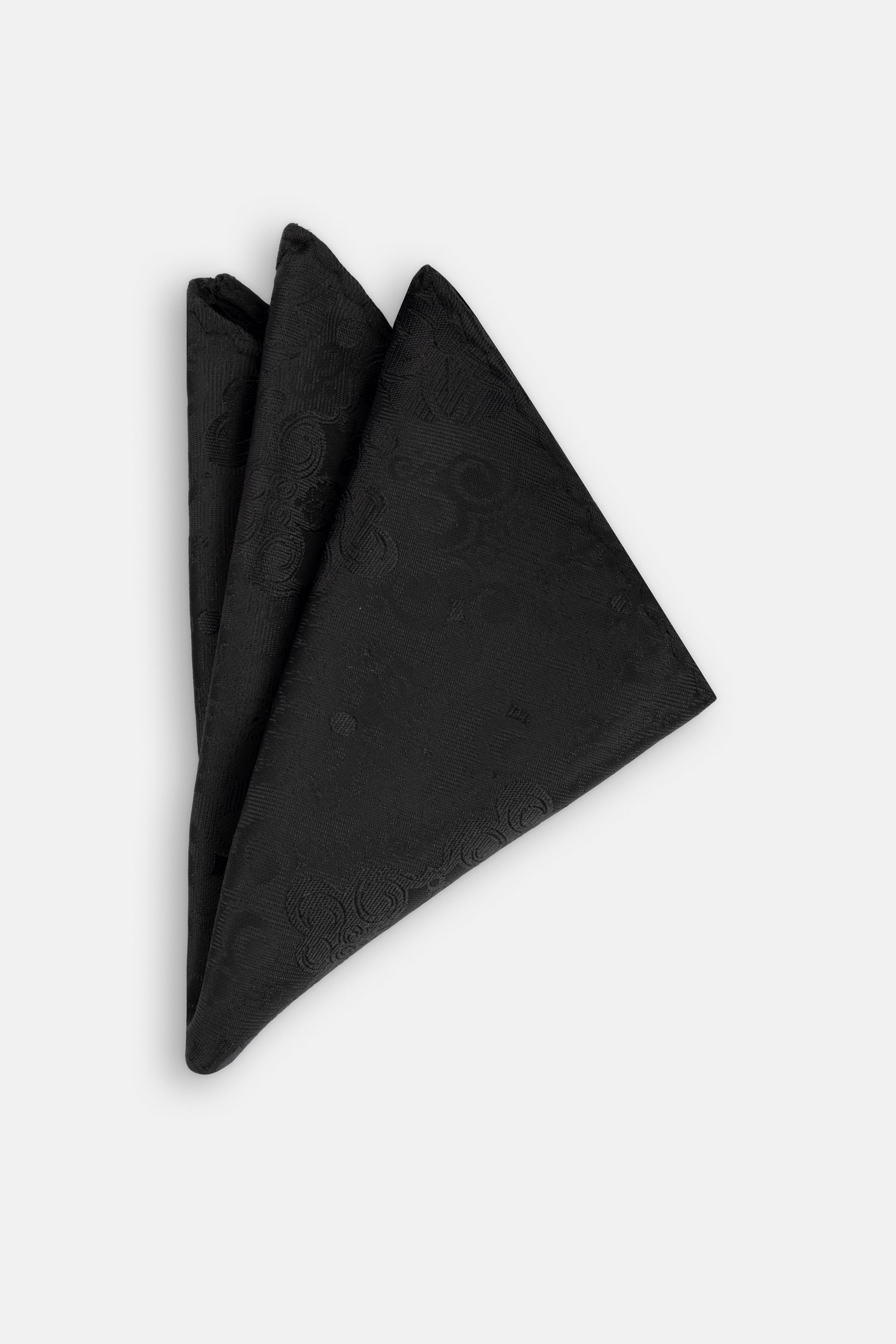 Flora Black Tie Necktie with Handkerchief