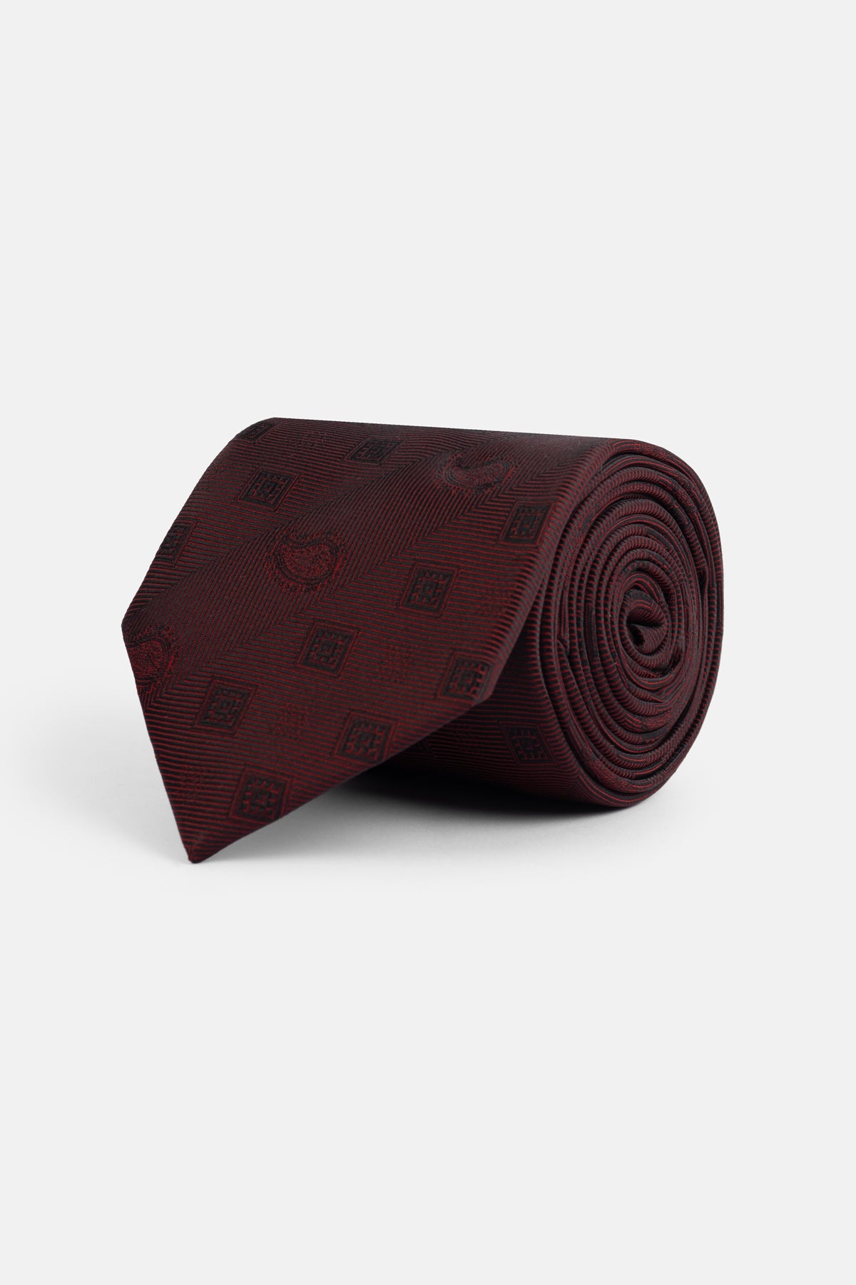 Flora Burgundy Tie Necktie with Handkerchief