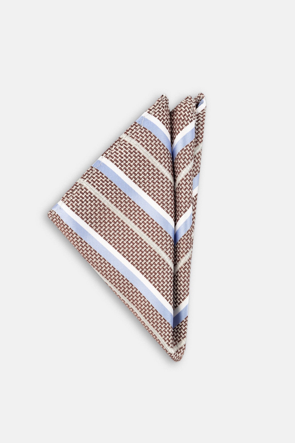 Striped Brown Tie Necktie with Handkerchief