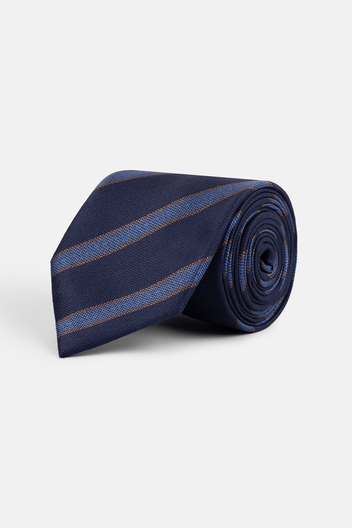 Striped Navy Tie Necktie with Handkerchief