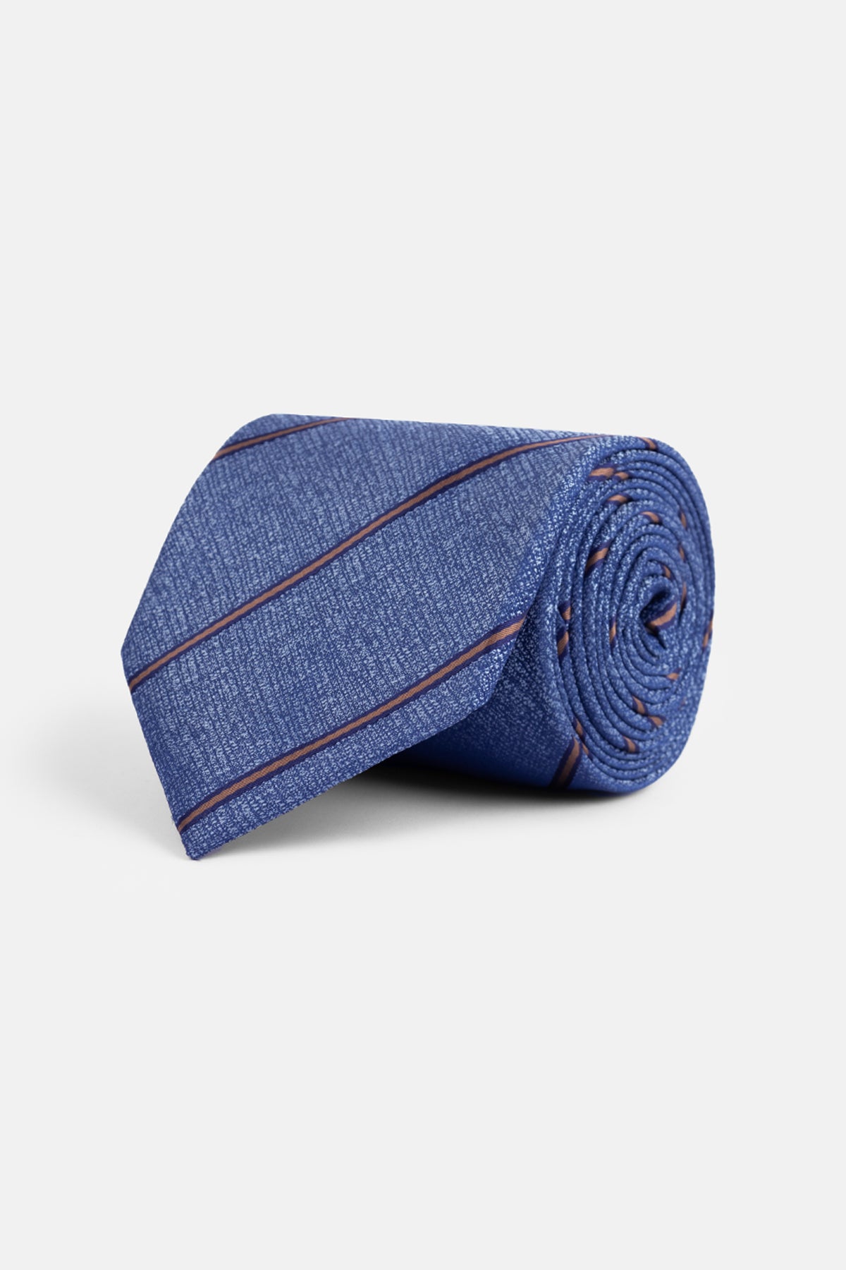 Striped Blue Tie Necktie with Handkerchief