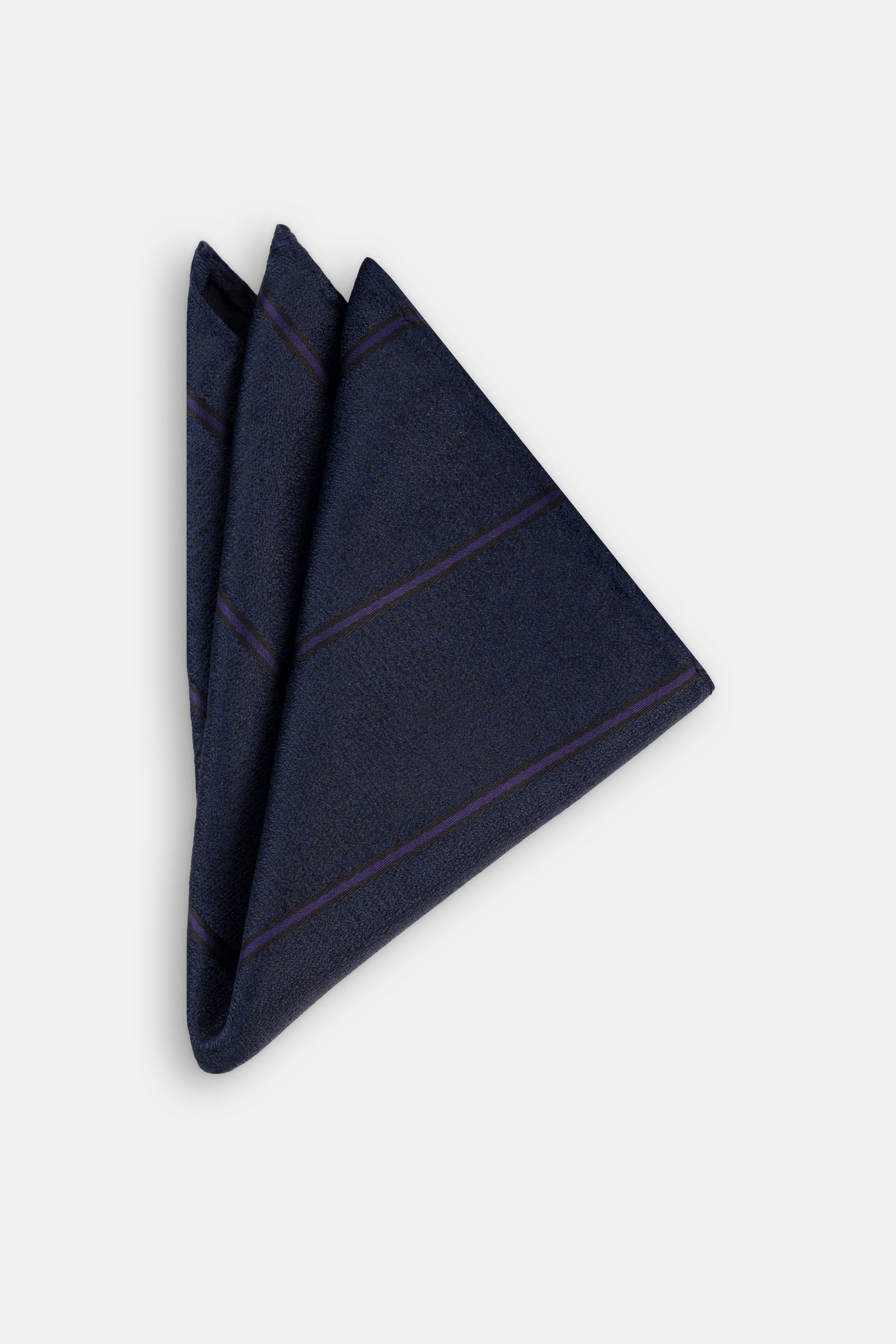 Striped Navy Tie Necktie with Handkerchief