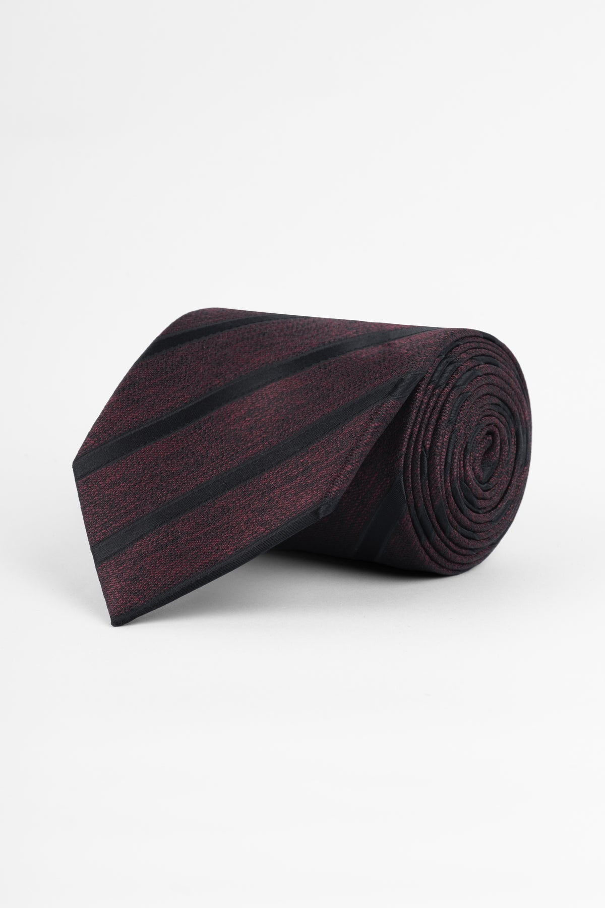 Striped Dark Red Tie Necktie with Handkerchief