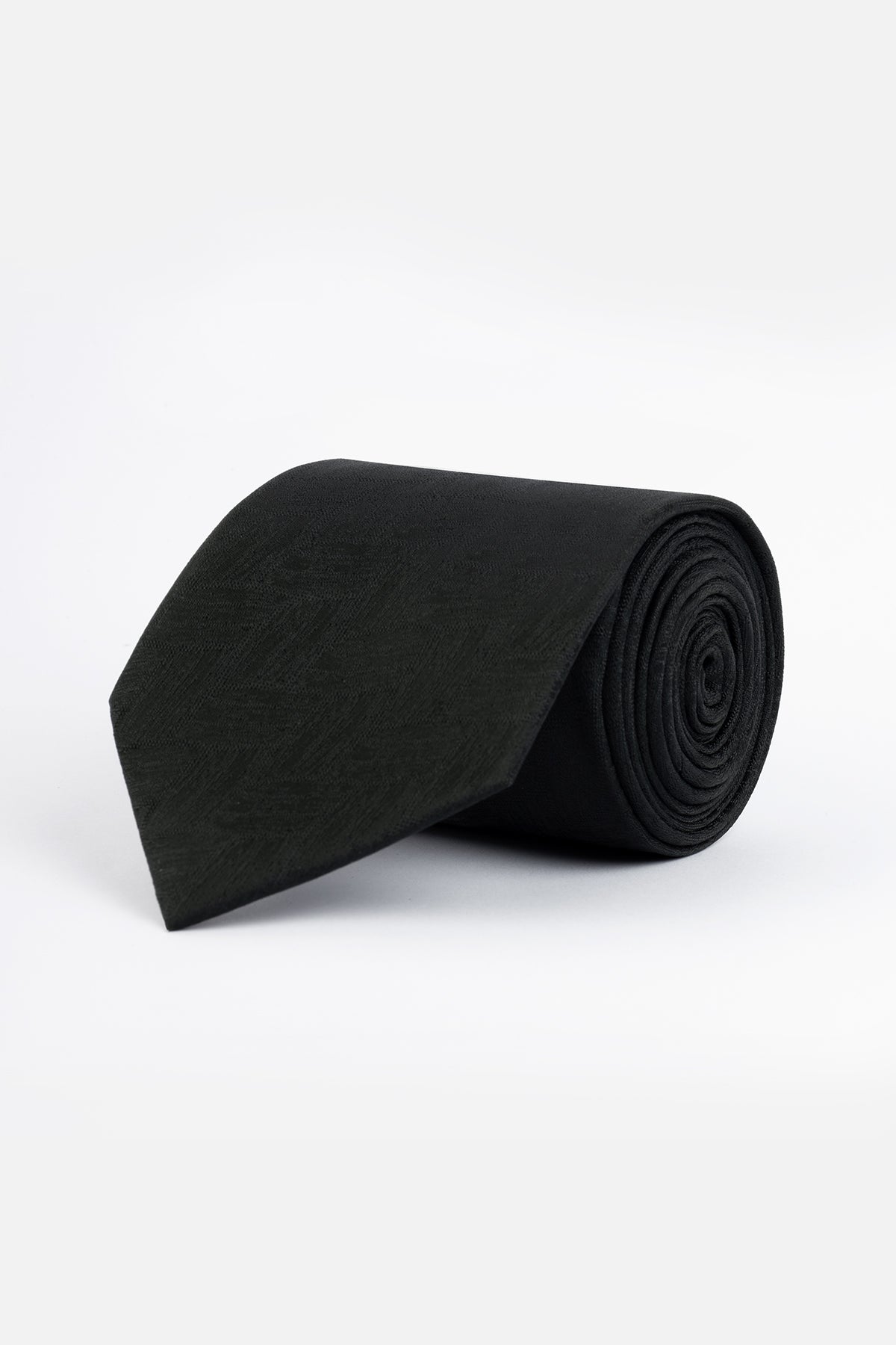 Jacquard Black Tie Necktie with Handkerchief