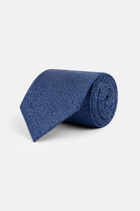 Floral Blue Tie Necktie with Handkerchief - 1
