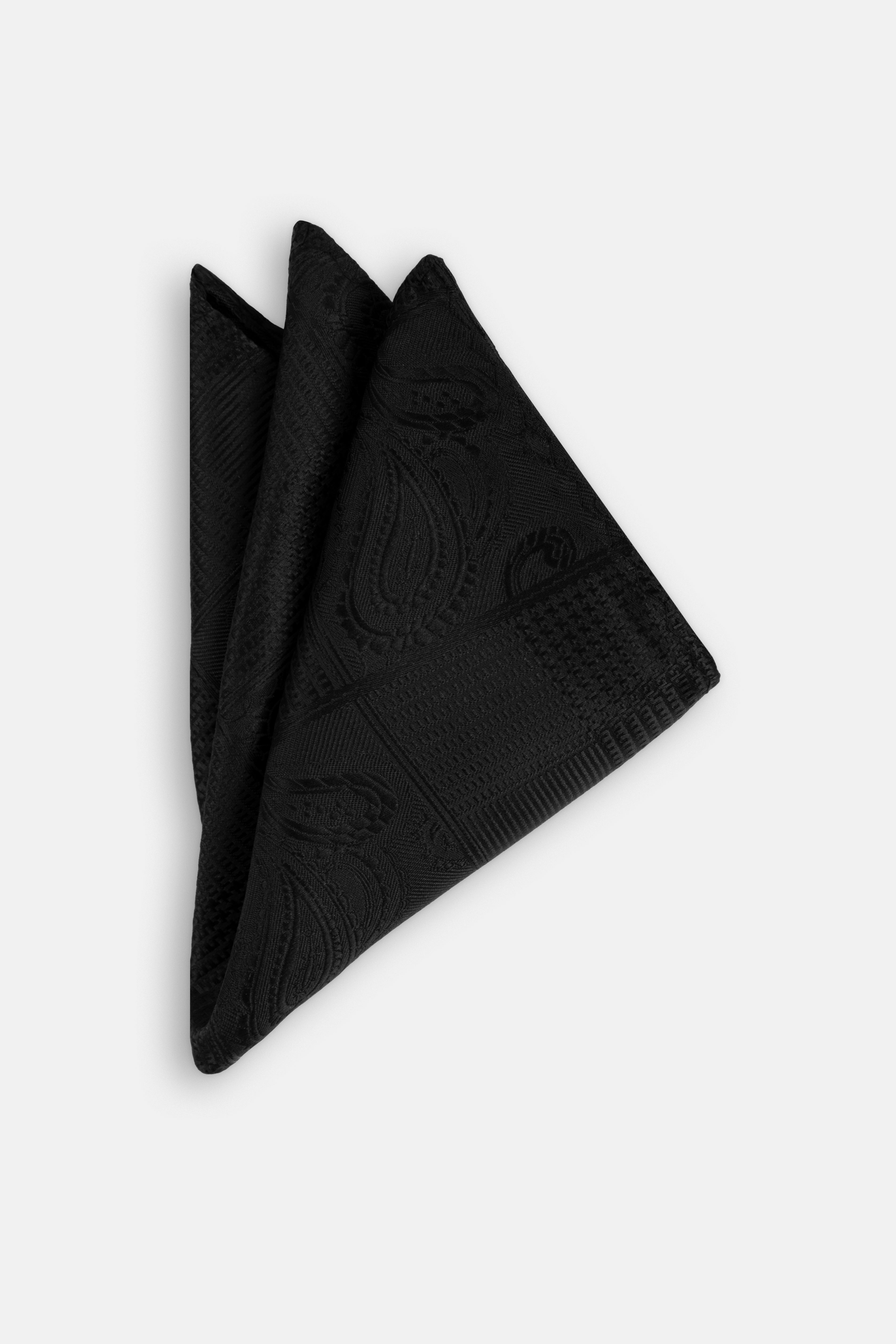 Jacquard Black Tie Necktie with Handkerchief