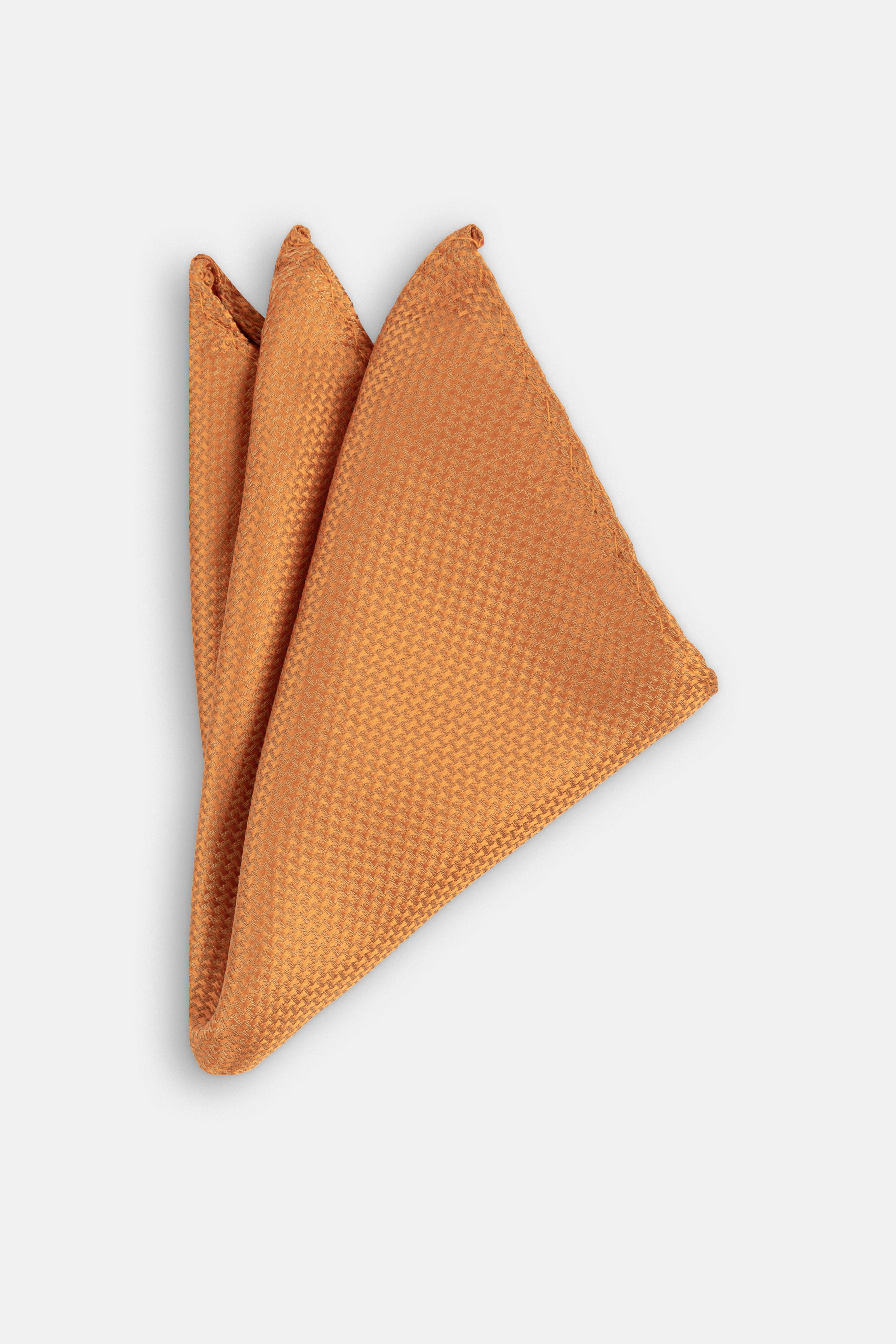 Jacquard Orange Tie Necktie with Handkerchief