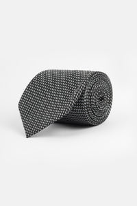 Jacquard Black Tie Necktie with Handkerchief - 1