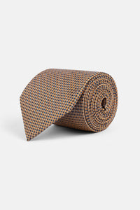 Jacquard Orange Tie Necktie with Handkerchief - 1