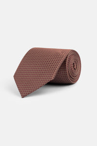 Jacquard Dark Brown Tie Necktie with Handkerchief - 1