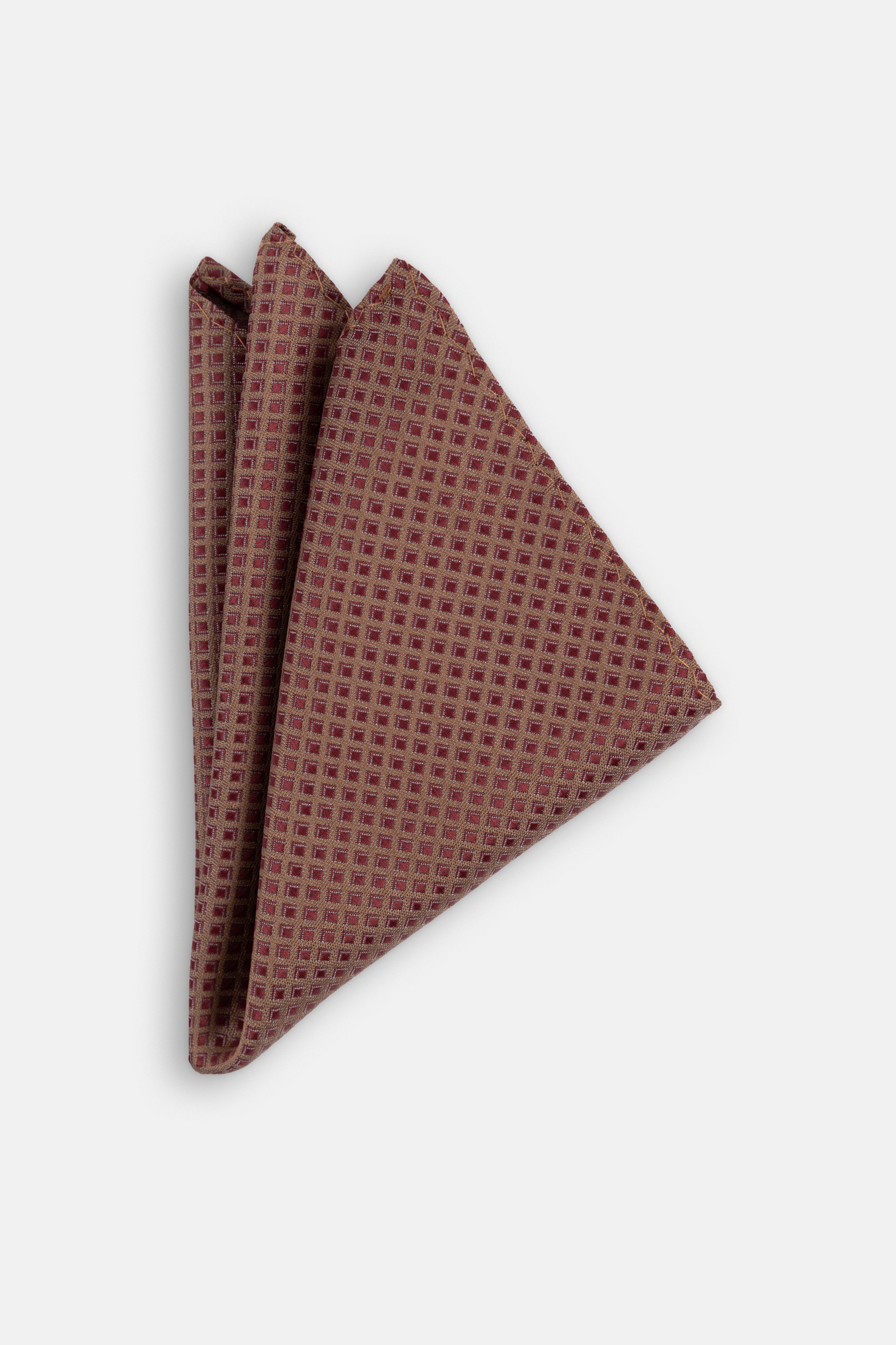 Jacquard Dark Brown Tie Necktie with Handkerchief