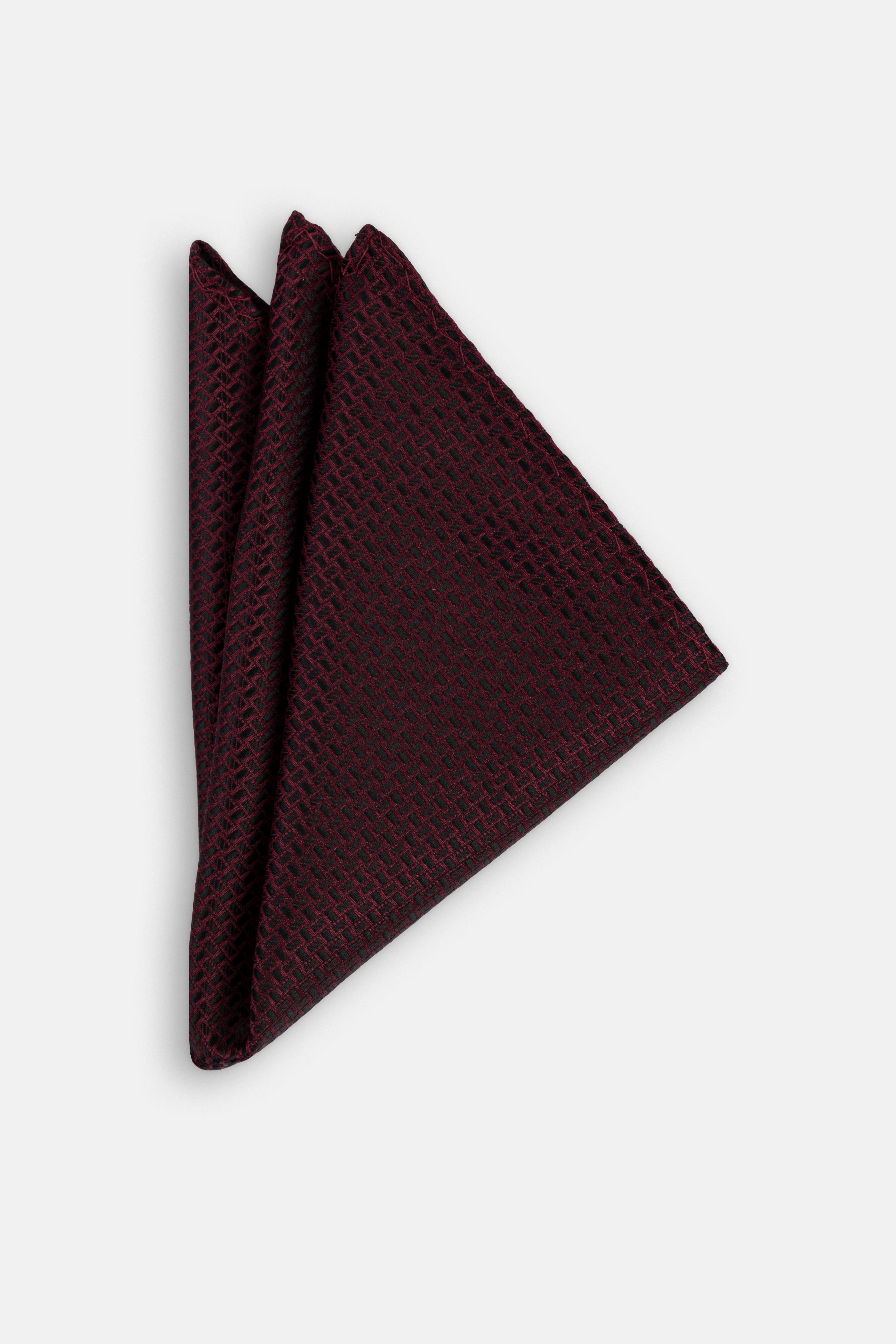 Jacquard Dark Red Tie Necktie with Handkerchief