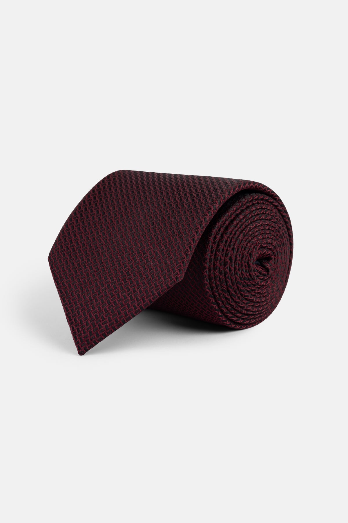 Jacquard Dark Red Tie Necktie with Handkerchief