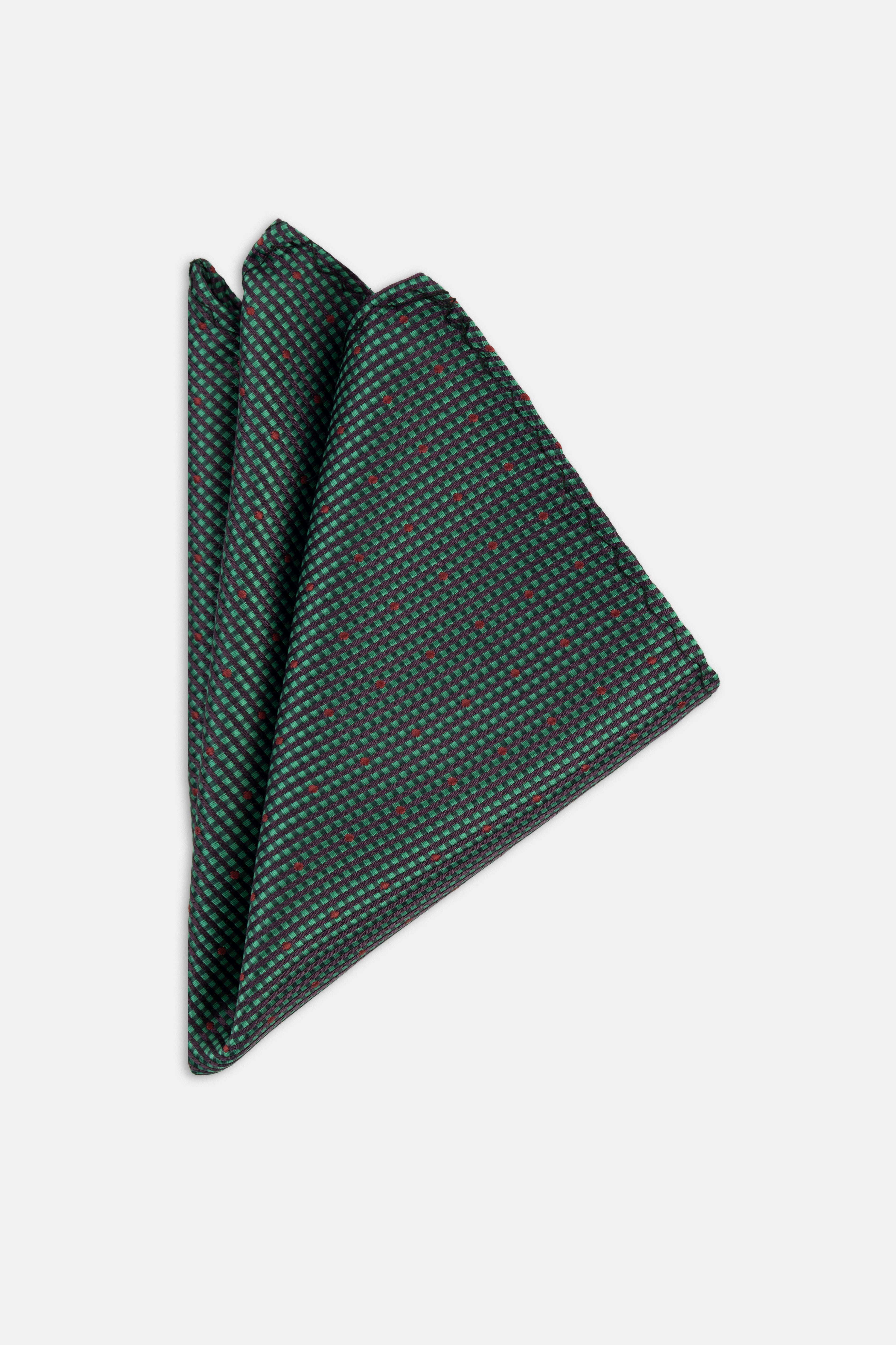 Jacquard Green Tie Necktie with Handkerchief