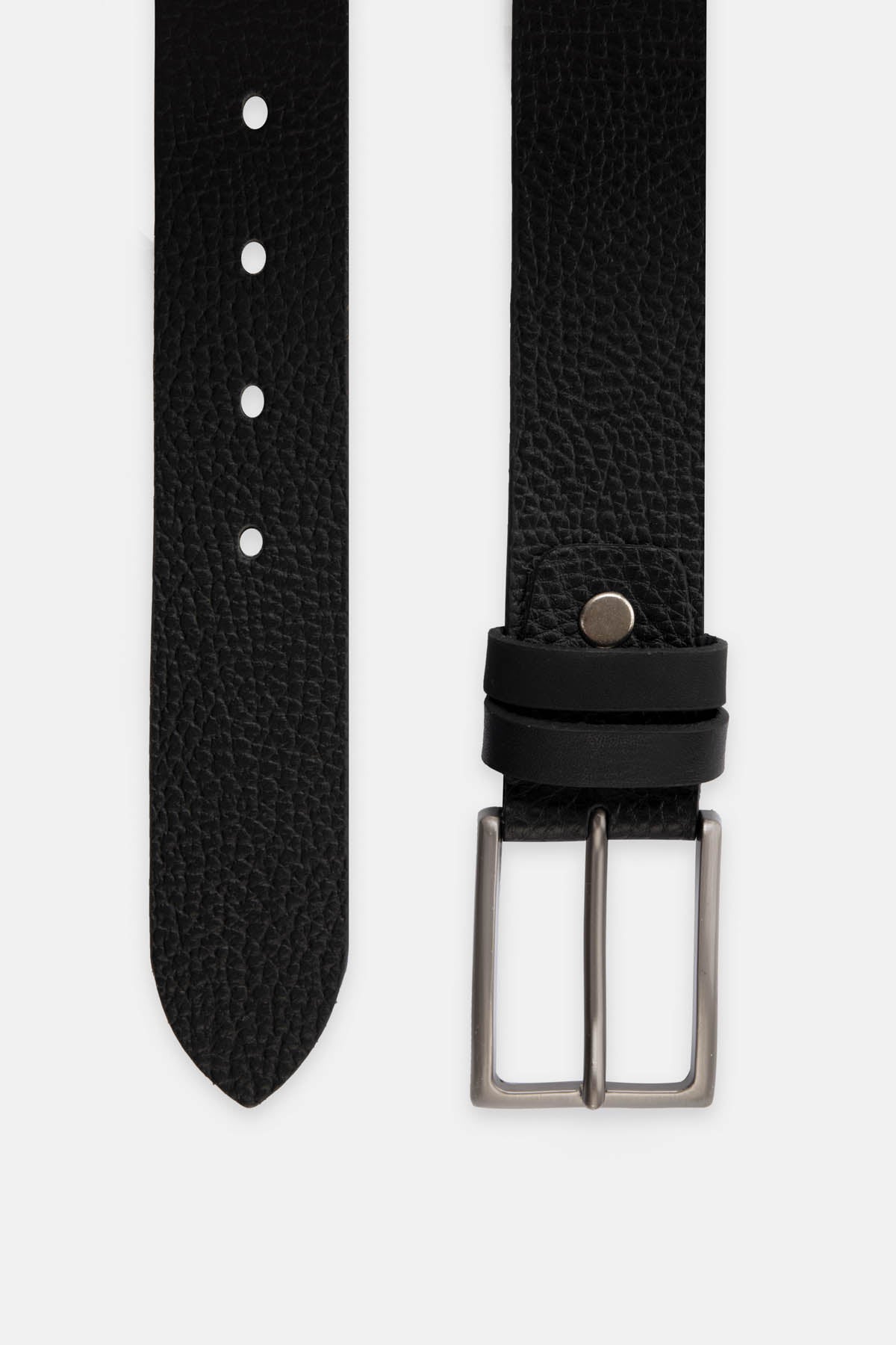 Black Patterned  Leather Belt