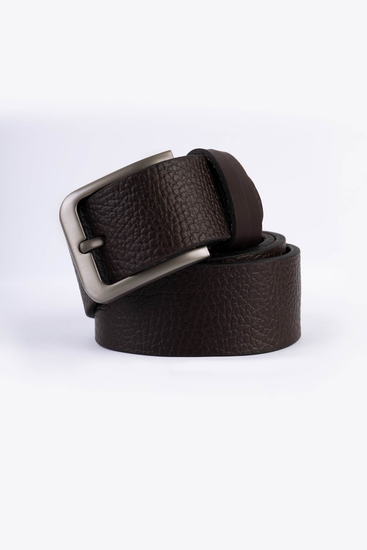 Dark Brown Patterned  Leather Belt