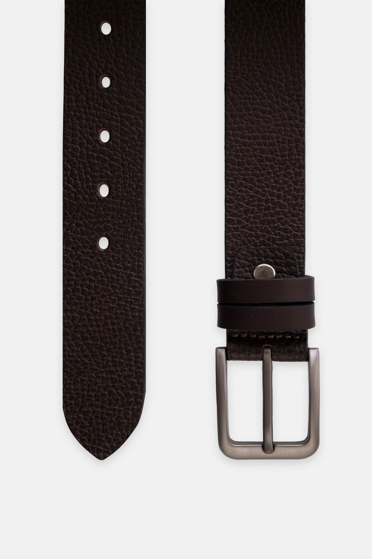 Dark Brown Patterned  Leather Belt