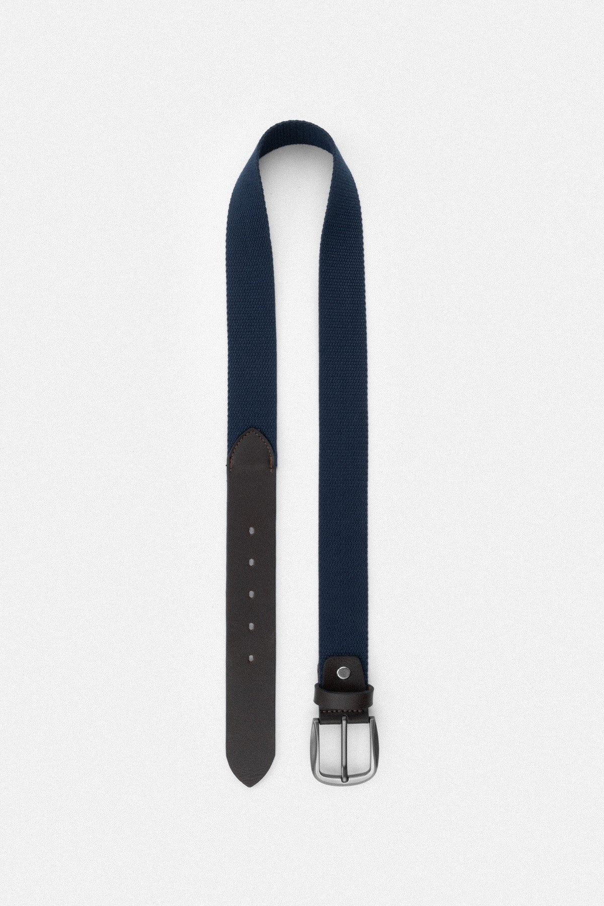 Navy canvas and leather Belt