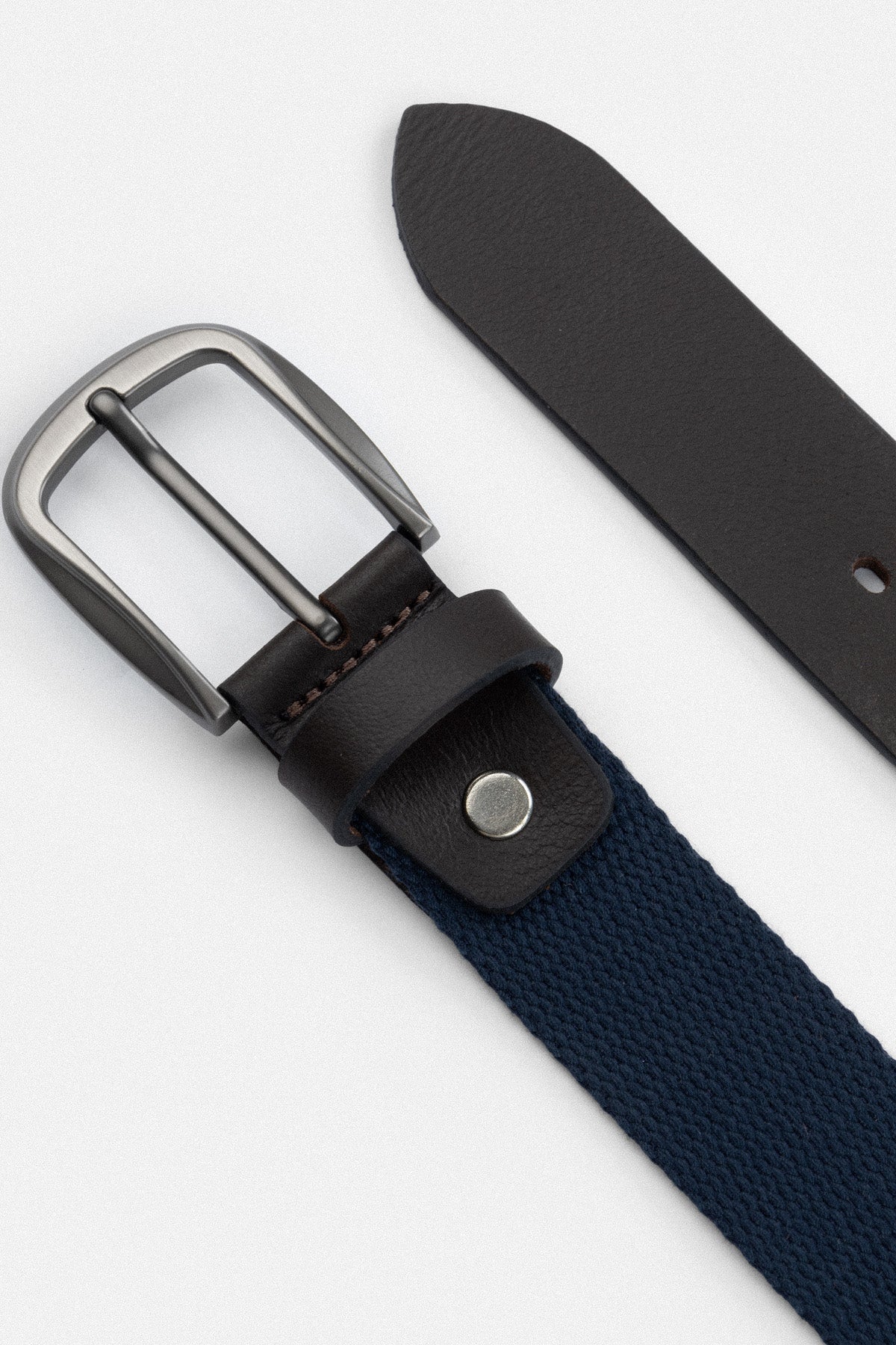 Navy canvas and leather Belt