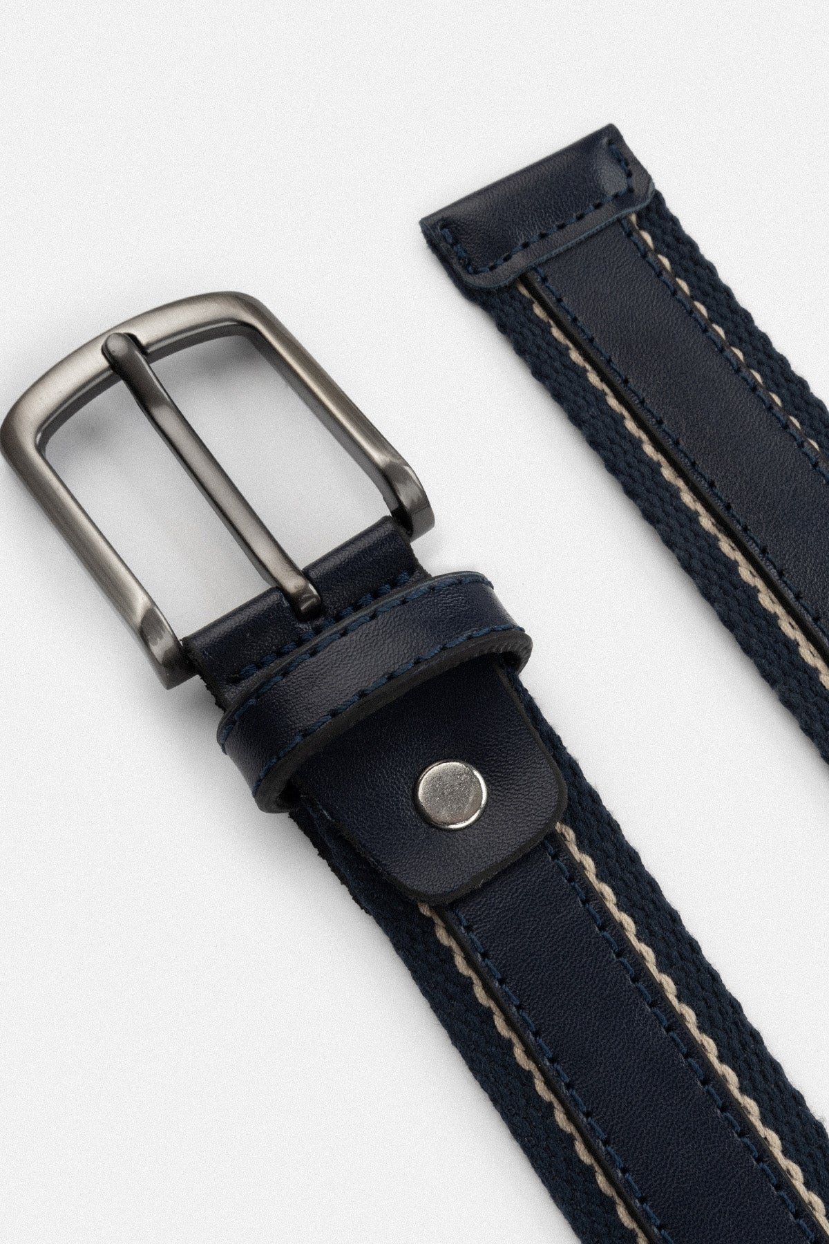 Navy canvas & Leather Belt