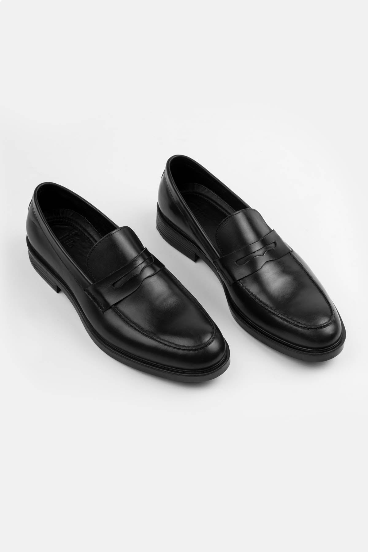 Loafer Black Leather Shoes - 2