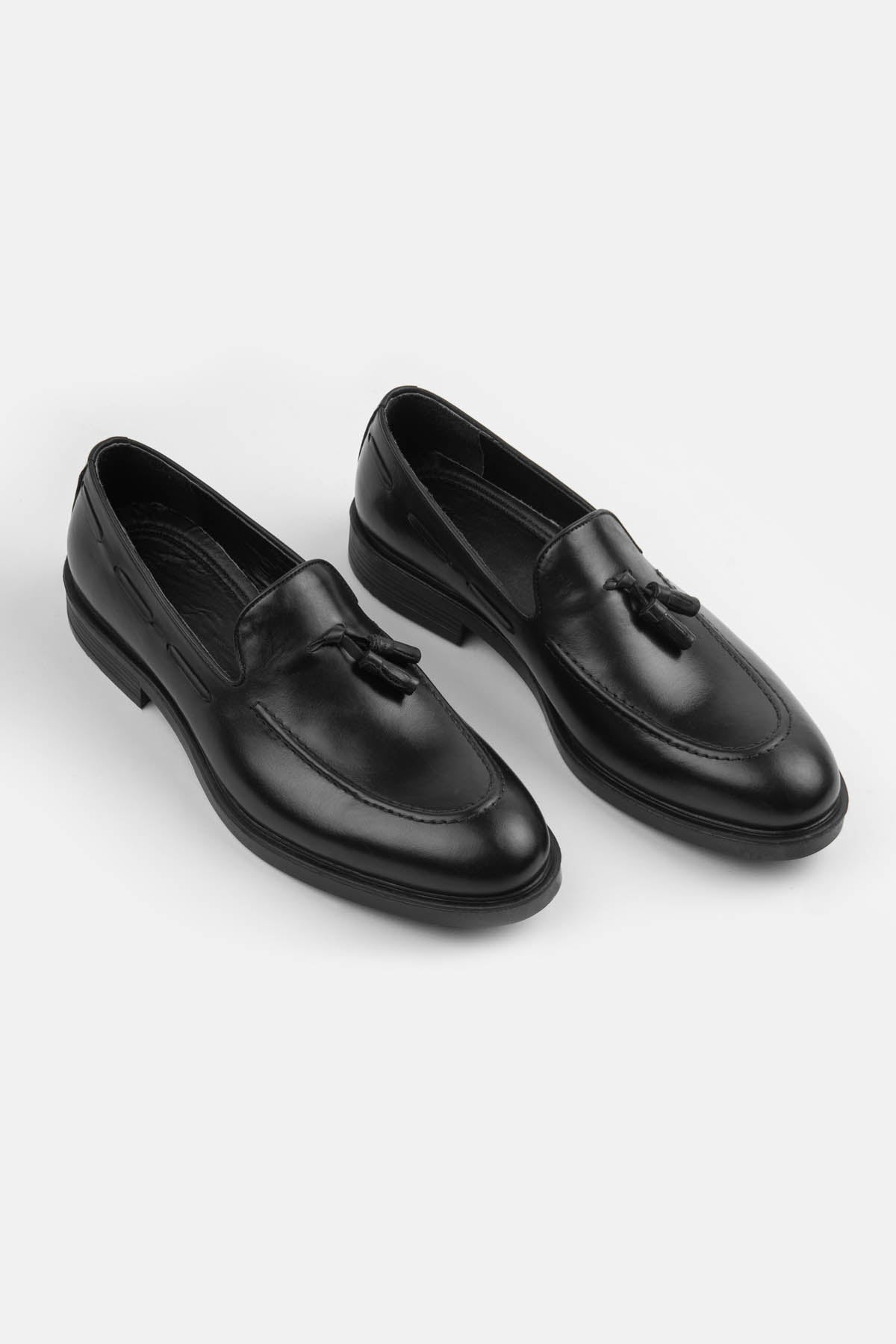 Loafer Black Leather Shoes - 2