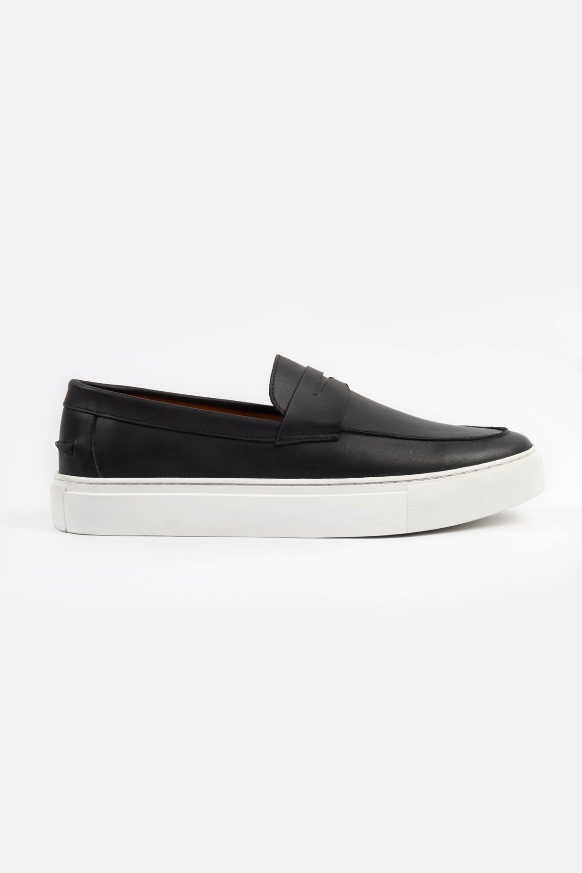 Loafer Black Leather Shoes - 1