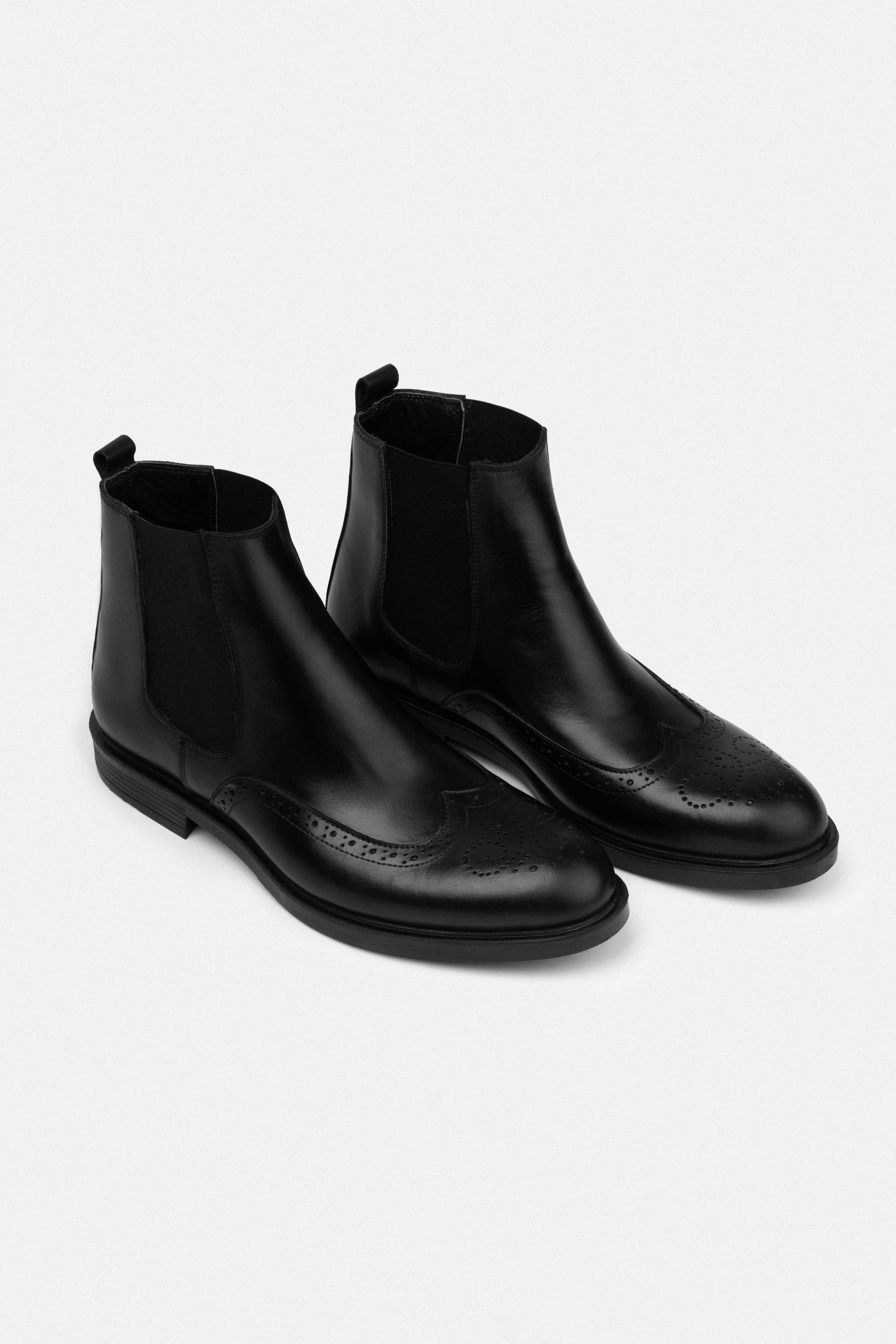 Black Leather Chelsea Boots