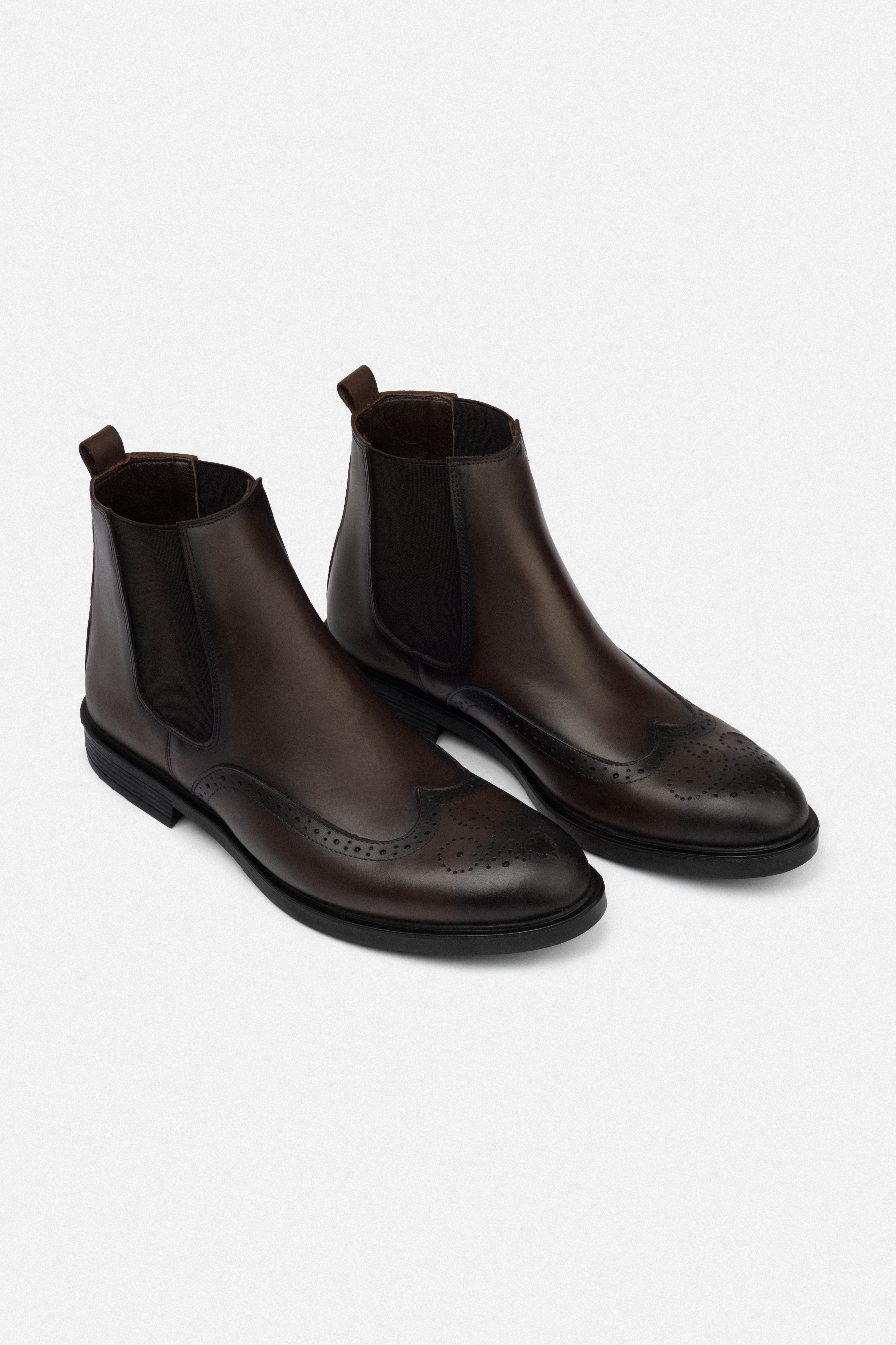 Burnt Brown Leather Chelsea Boots