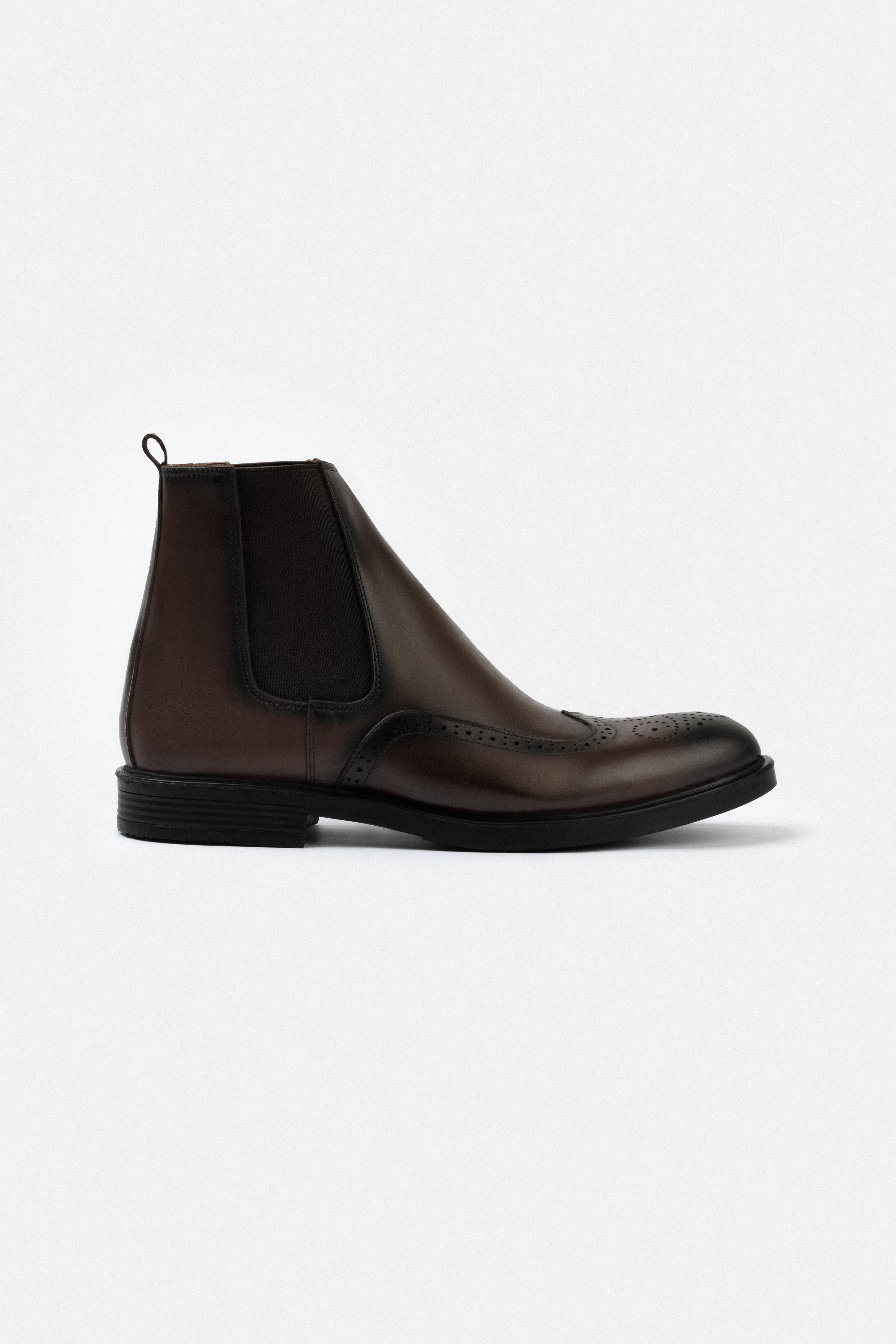 Burnt Brown Leather Chelsea Boots