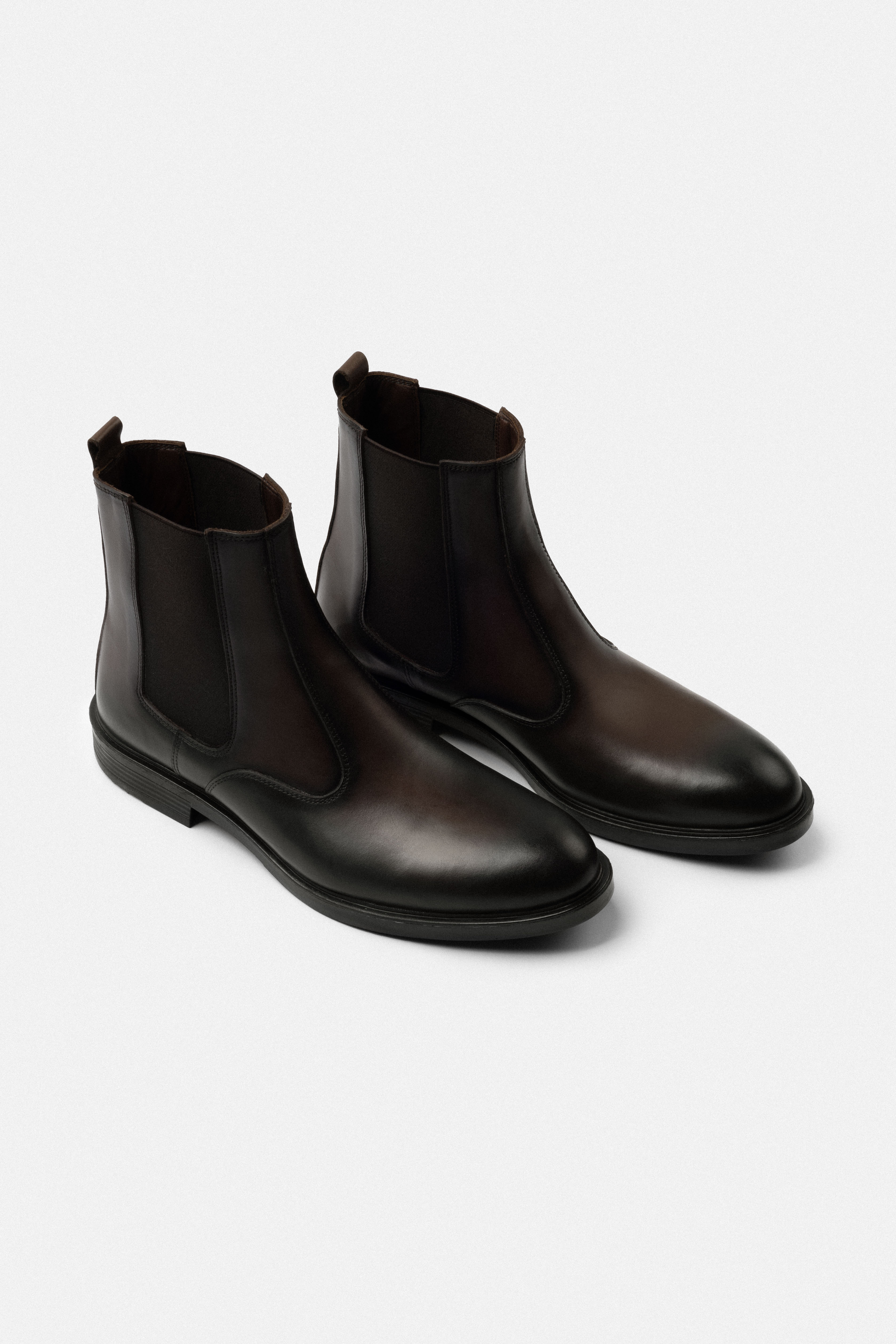 Burnt Brown Leather Chelsea Boots