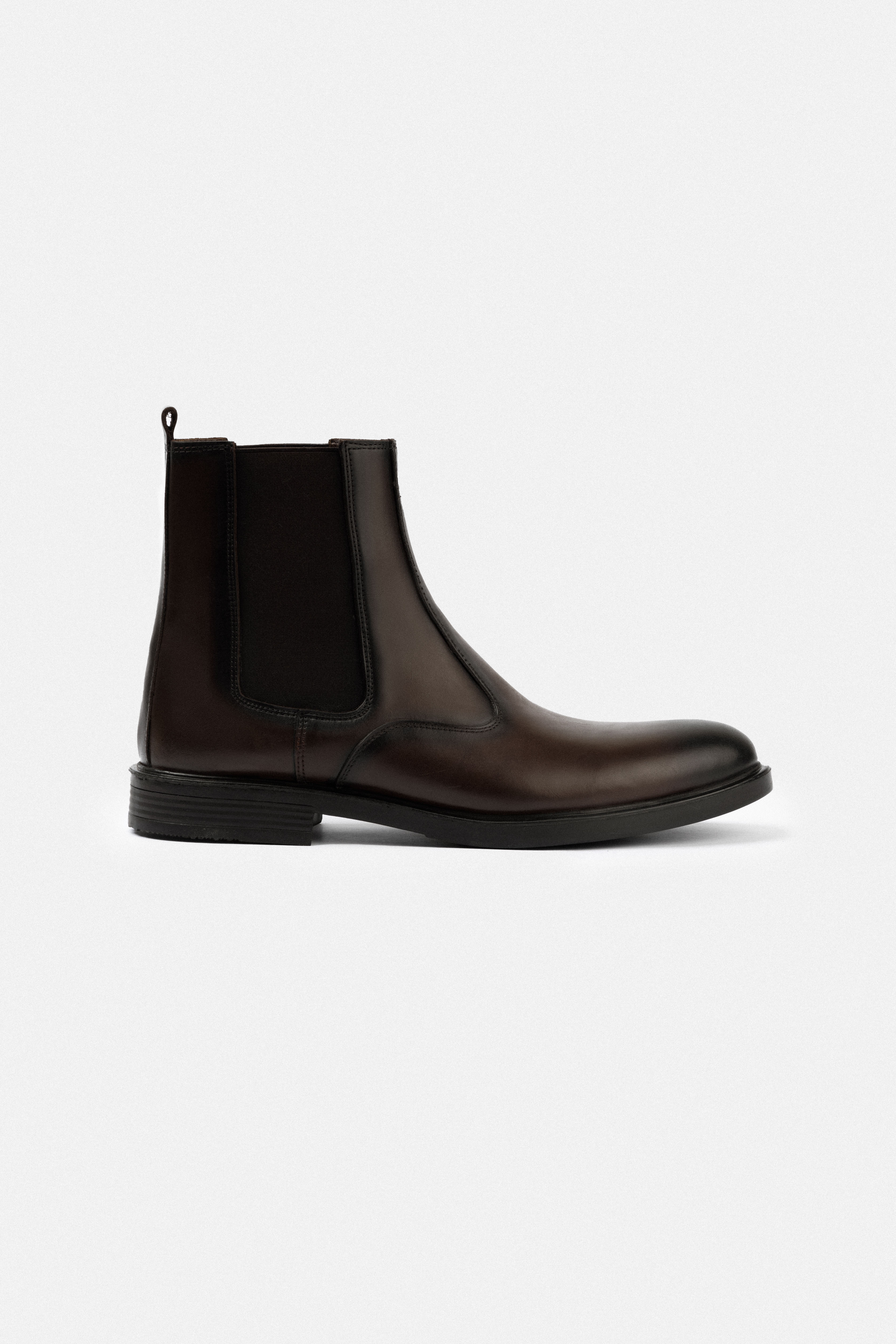 Burnt Brown Leather Chelsea Boots