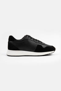 Black Leather & Chamois Sneakers - 1