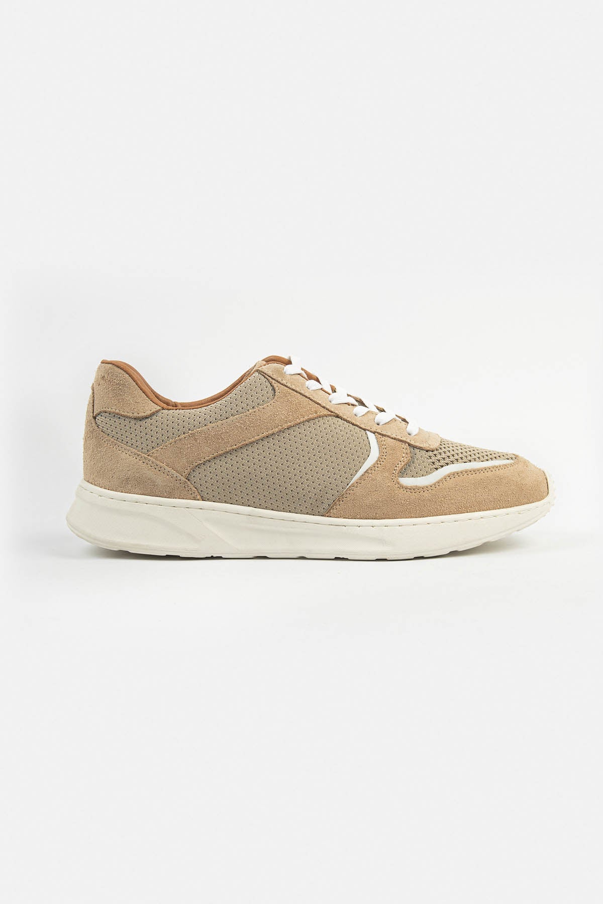 Retro Lion Beige Leather & Chamois Sneakers