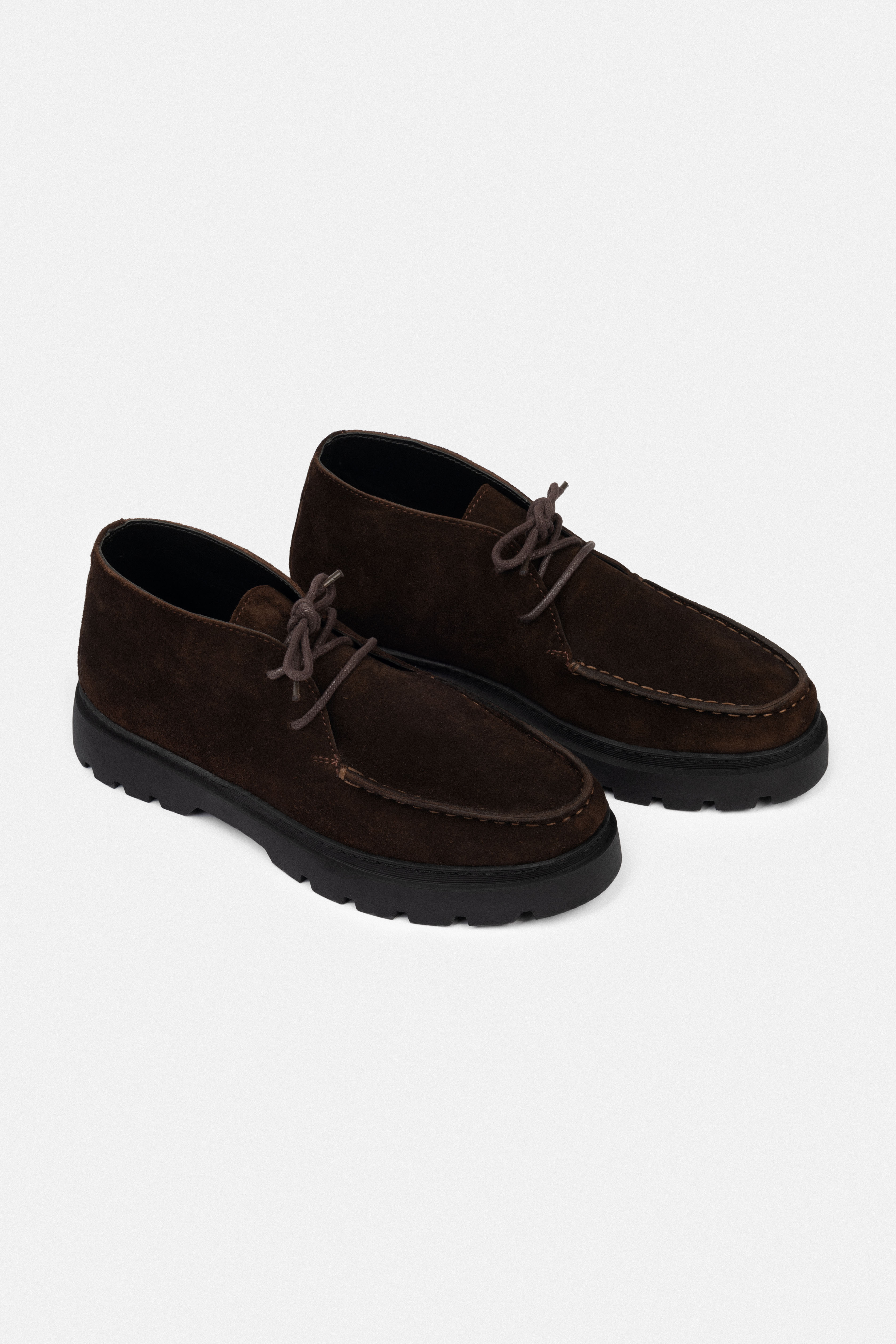 Burnt Brown Chamois Half-boot with laces