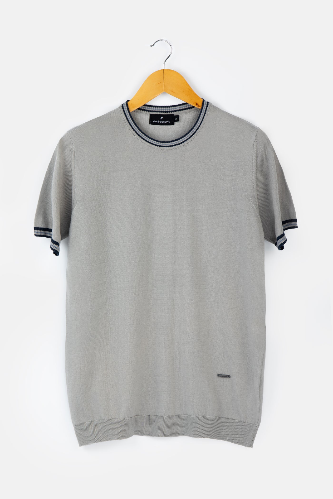 Plain Light Gray Knitted Round T-Shirt