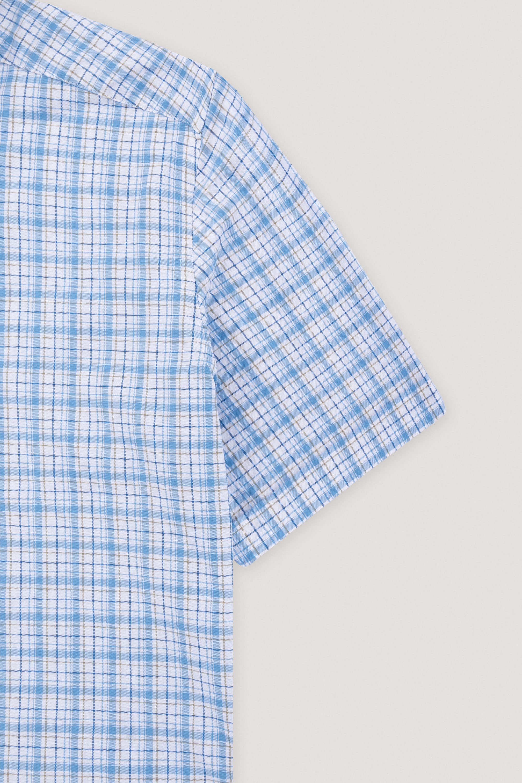 Light Blue Checked Short Sleeves Shirt