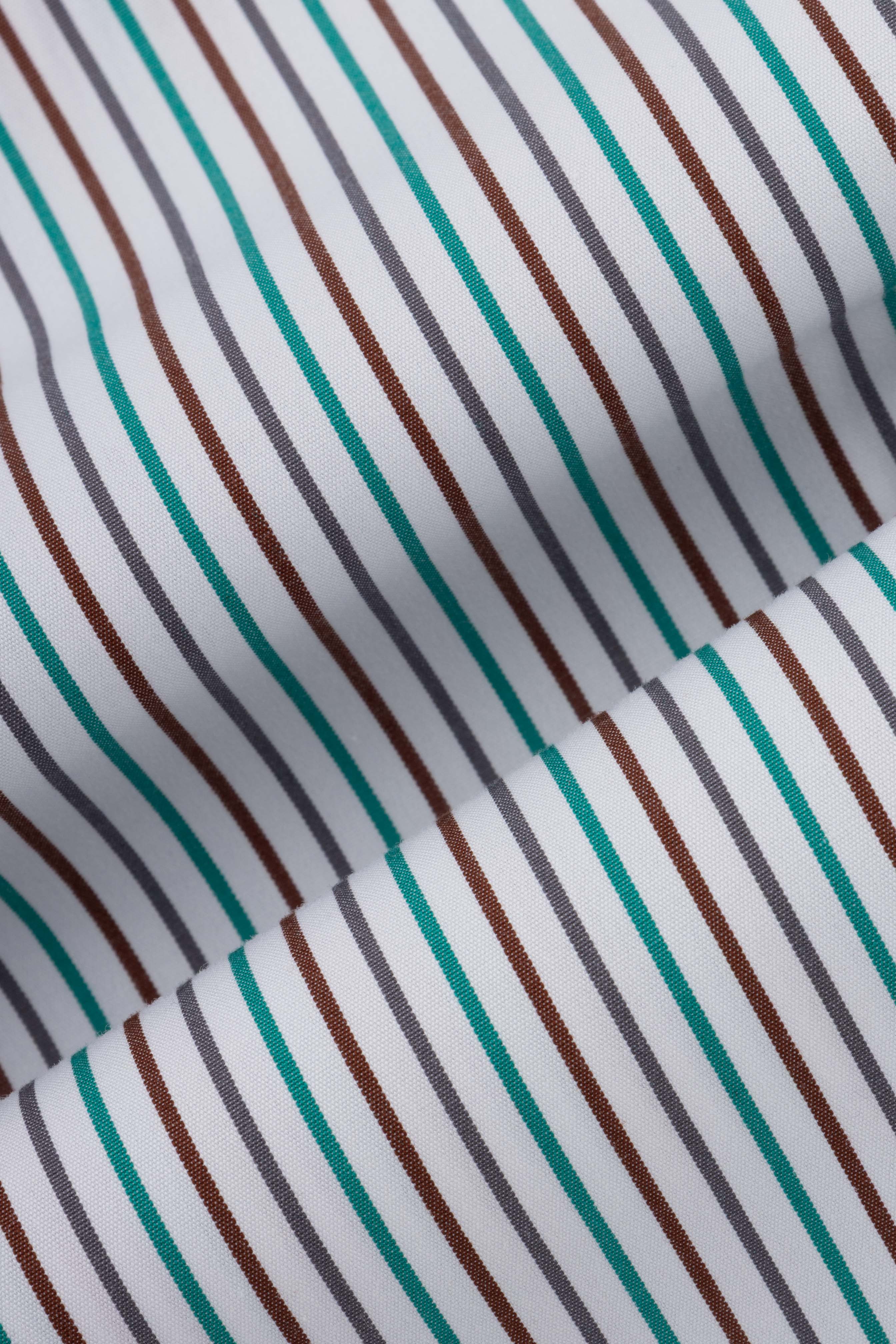 Green Striped Smart Casual Shirt