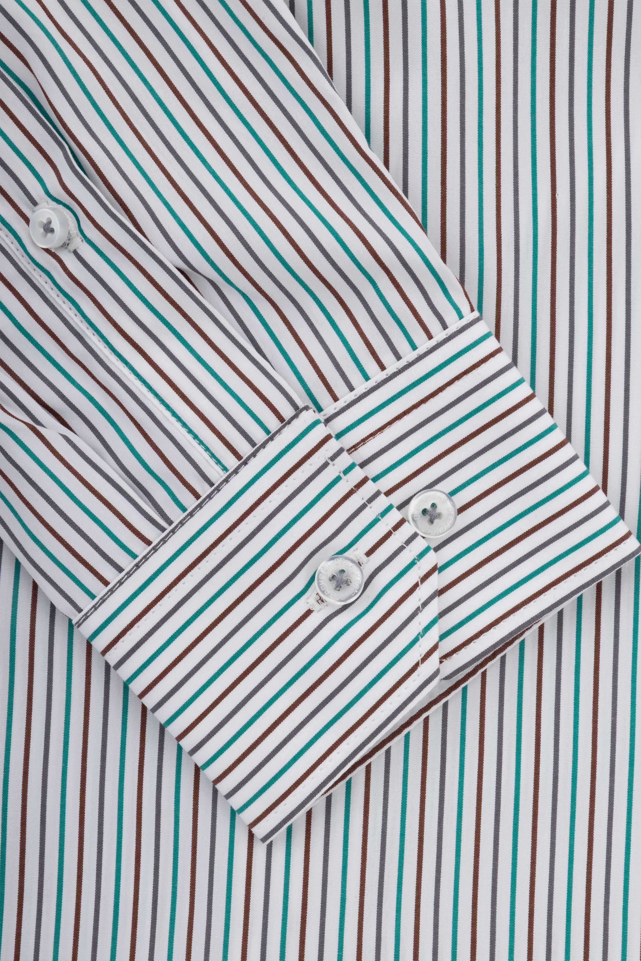 Green Striped Smart Casual Shirt