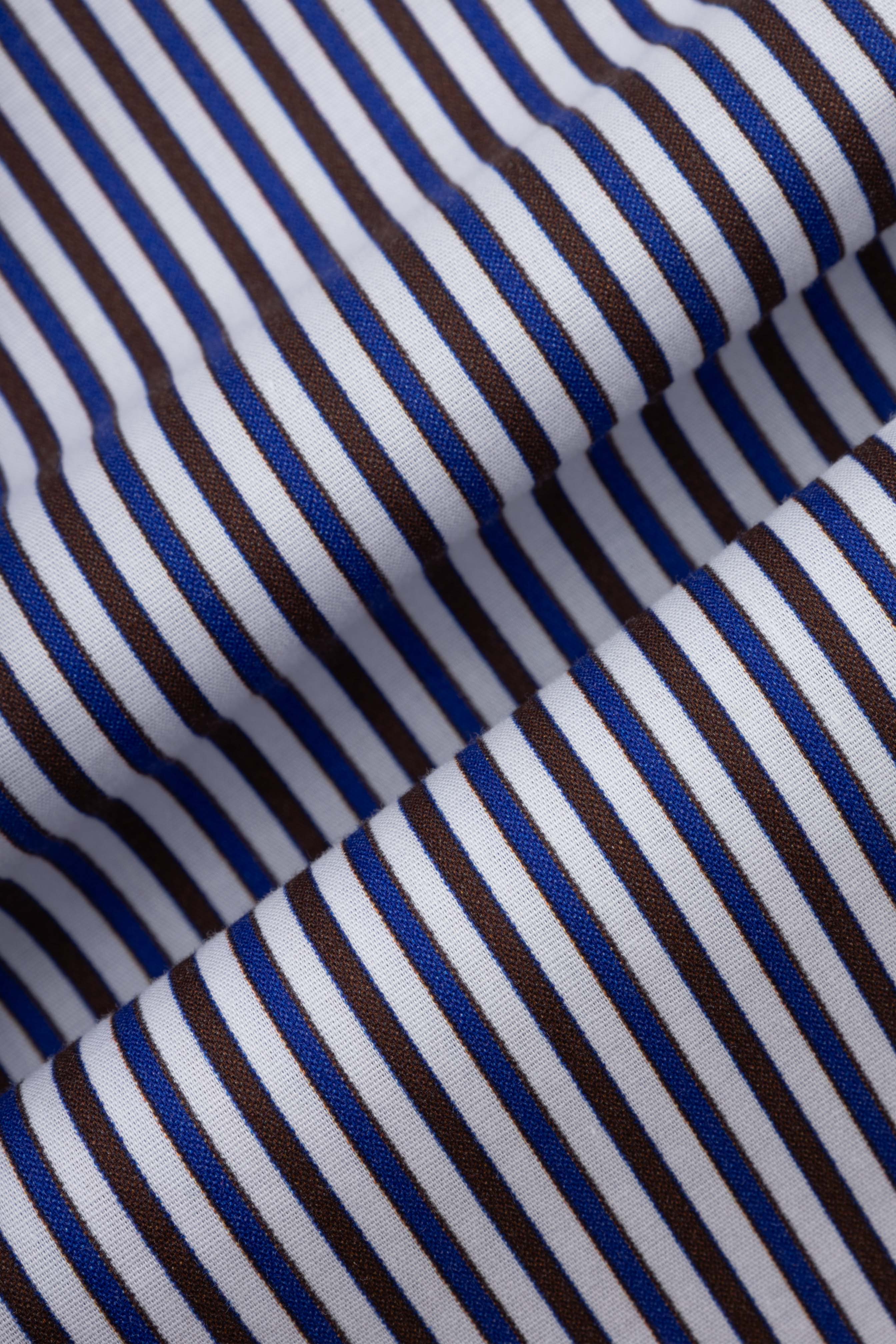 Brown Striped Smart Casual Shirt