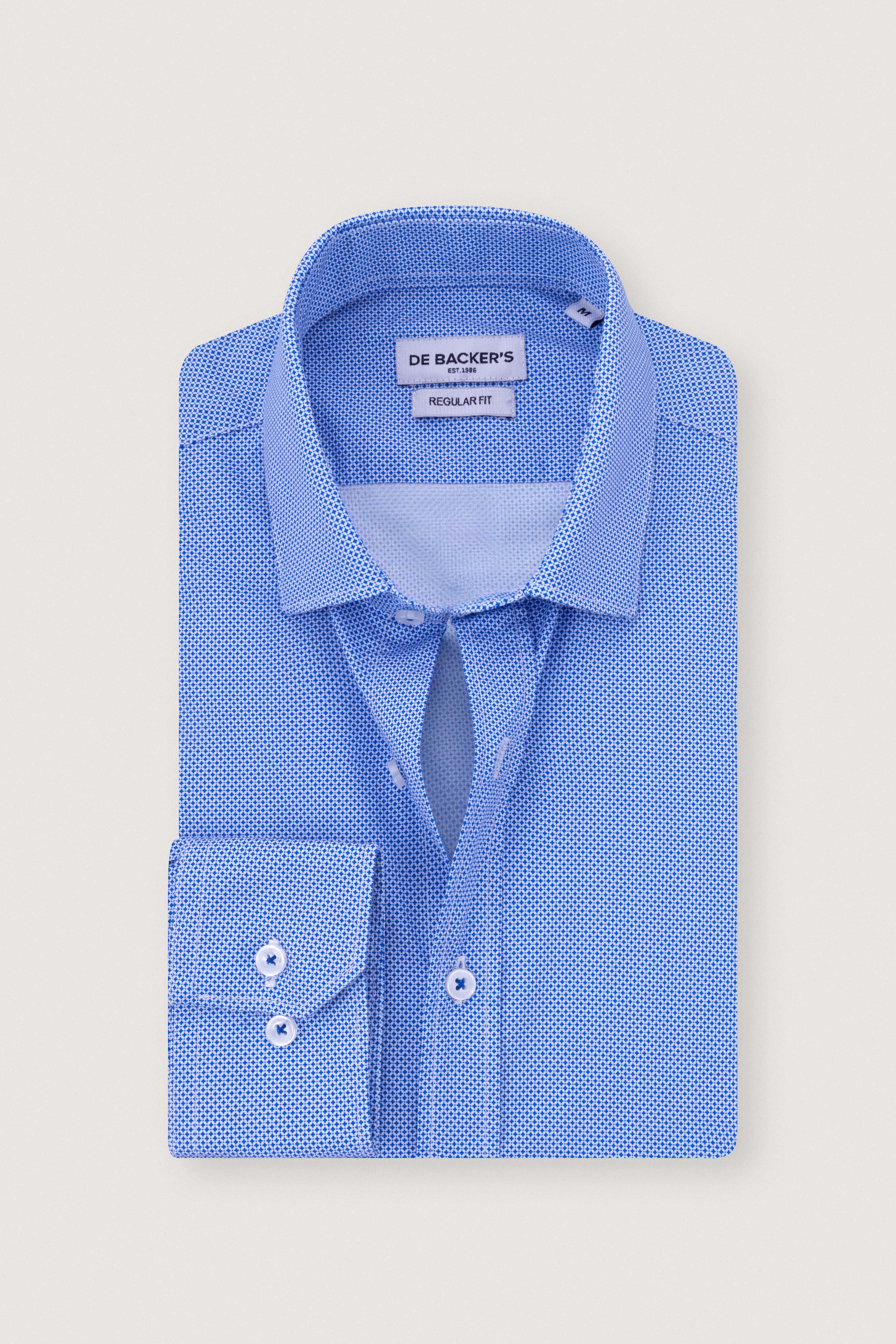 Blue Patterned Smart Casual Shirt
