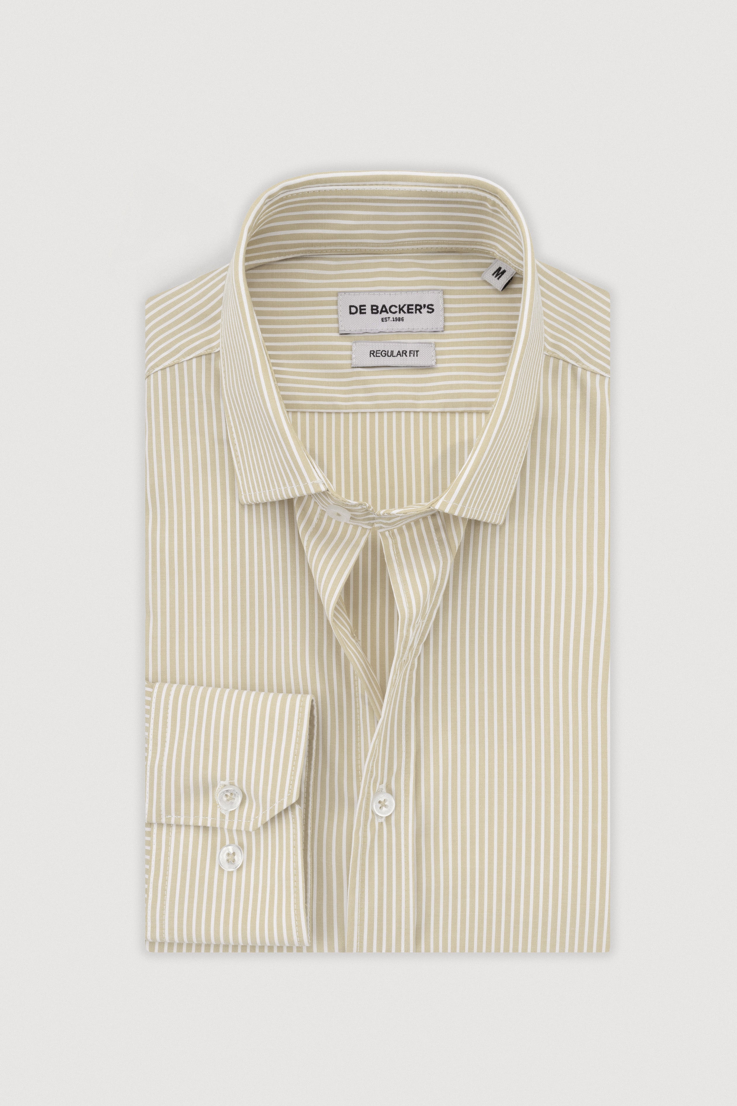 Beige Striped Smart Casual Shirt