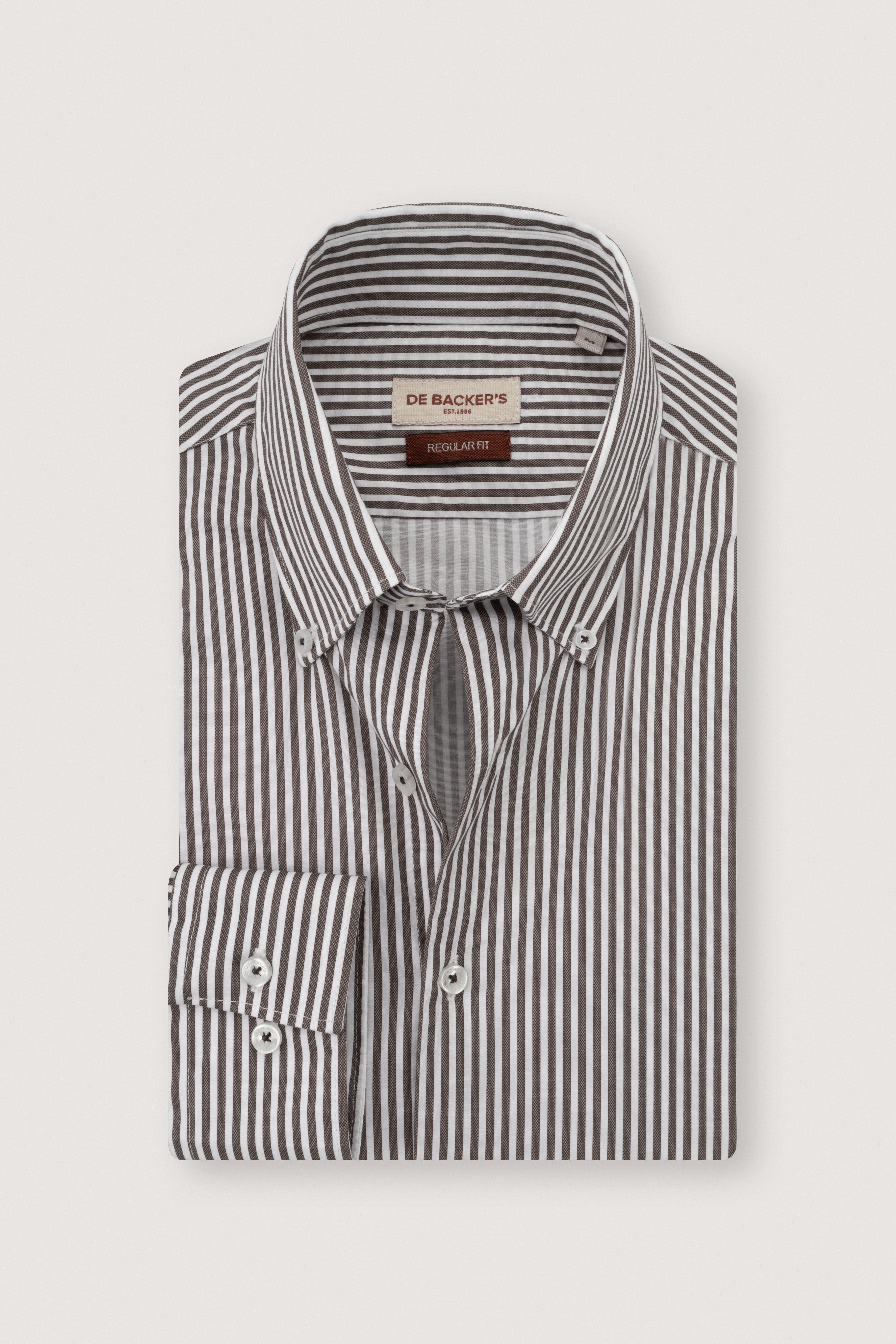 Brown Striped Smart Casual Shirt