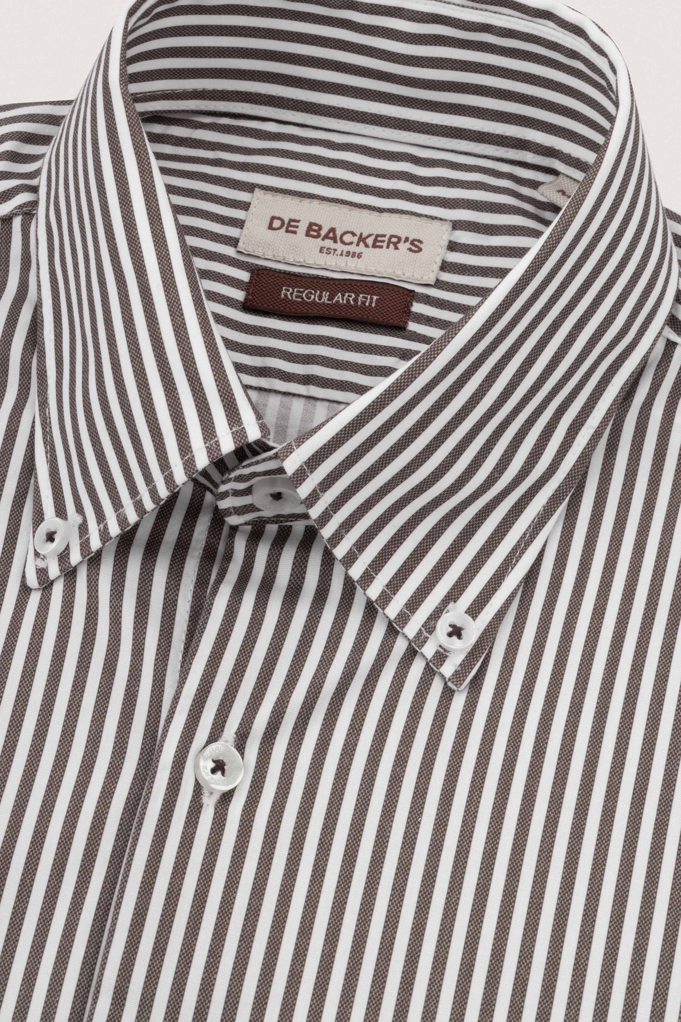 Brown Striped Smart Casual Shirt