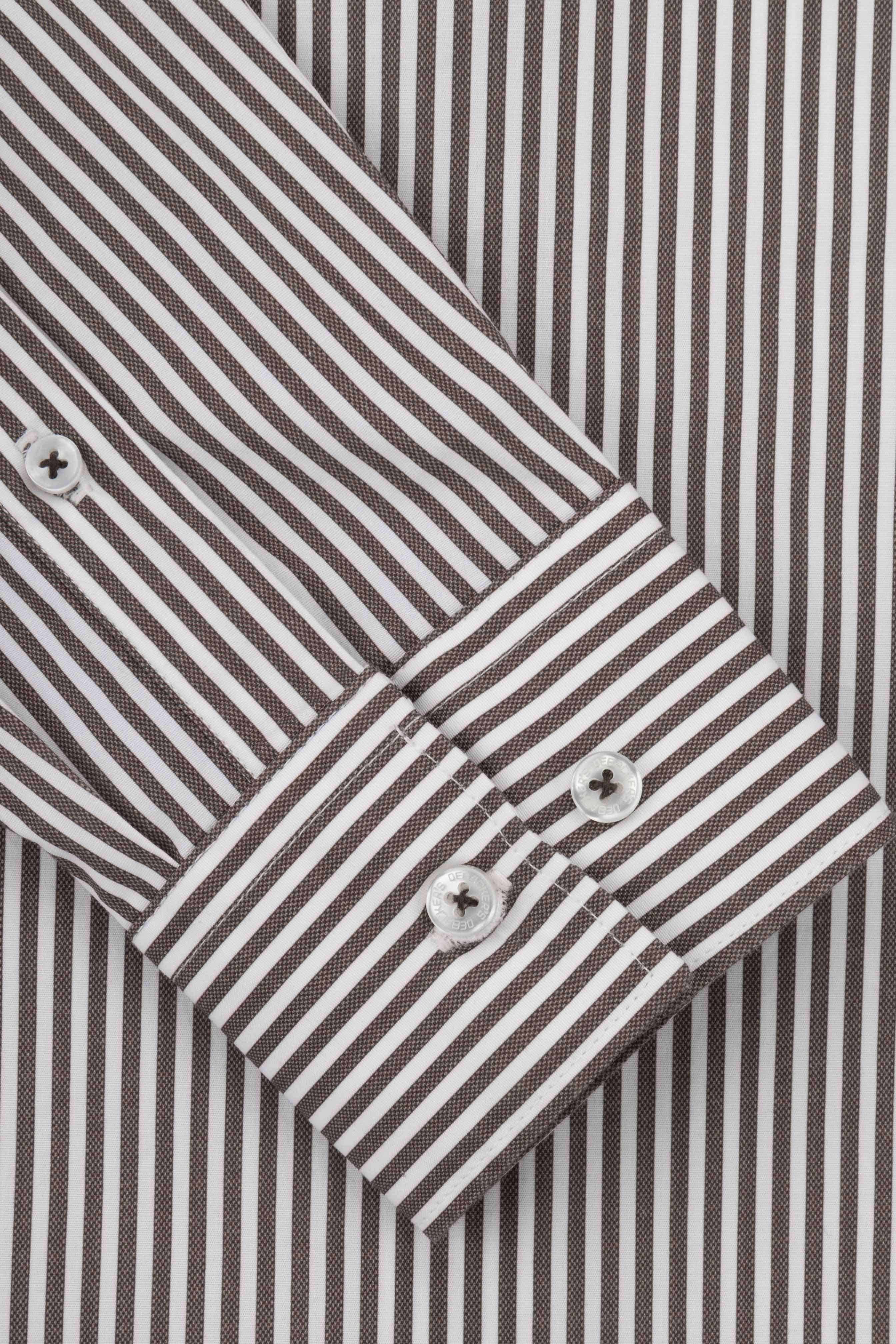 Brown Striped Smart Casual Shirt