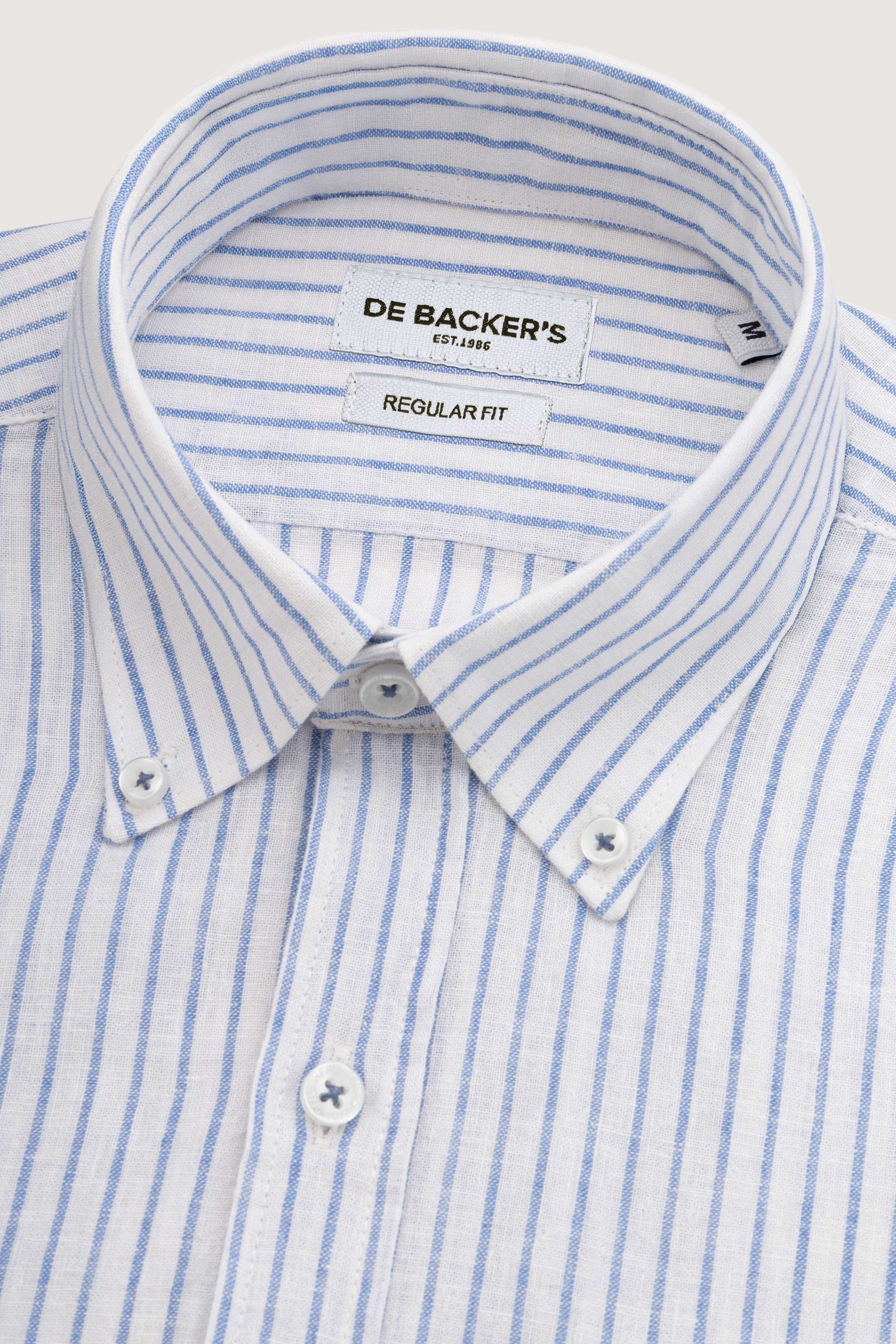 Light Blue Striped Linin Blend Smart Casual Shirt